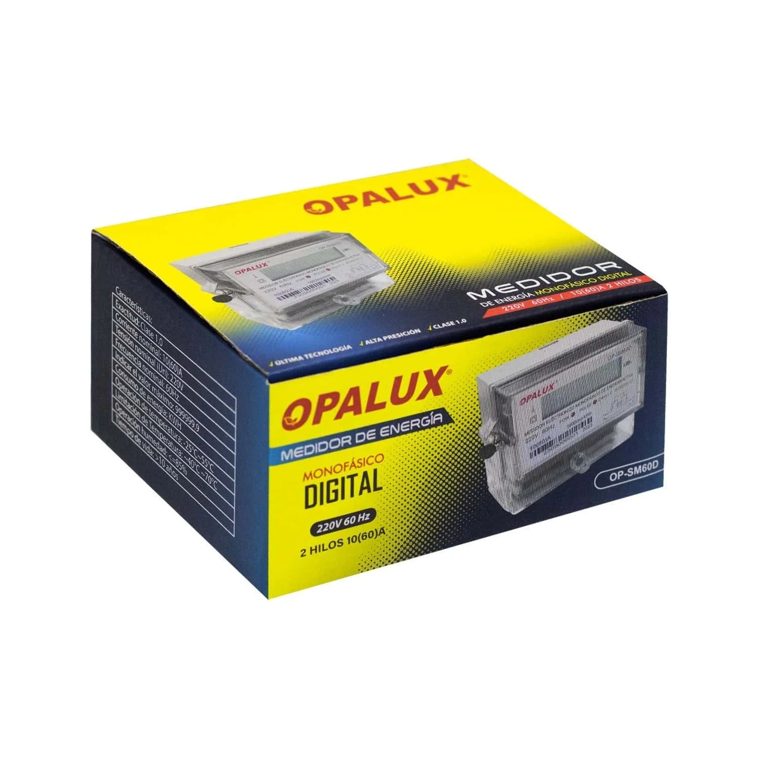 Medidor de Energía Monofásico Digital 220V OP-SM60D OPALUX