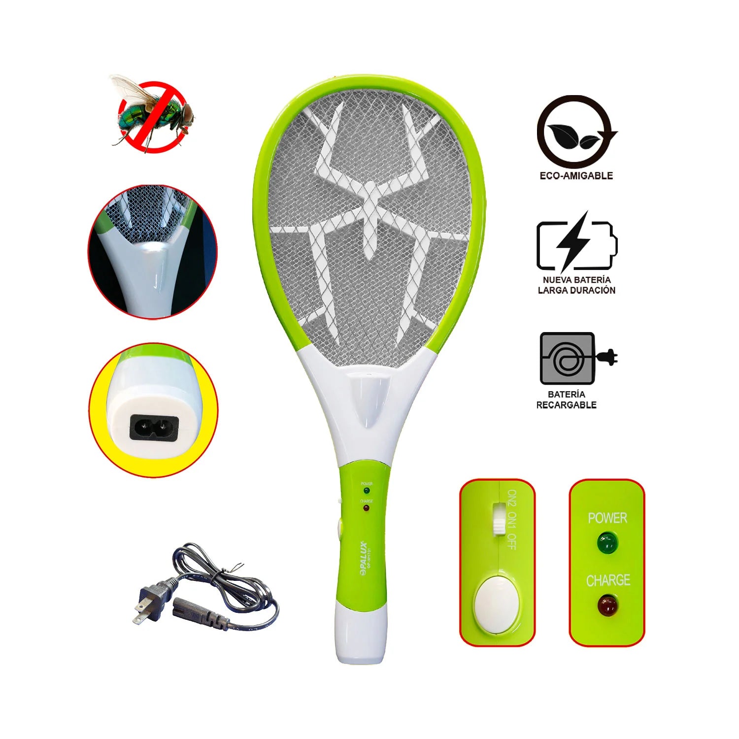 Raqueta Electrica Recargable Opalux Mata Mosquito OP-W1701