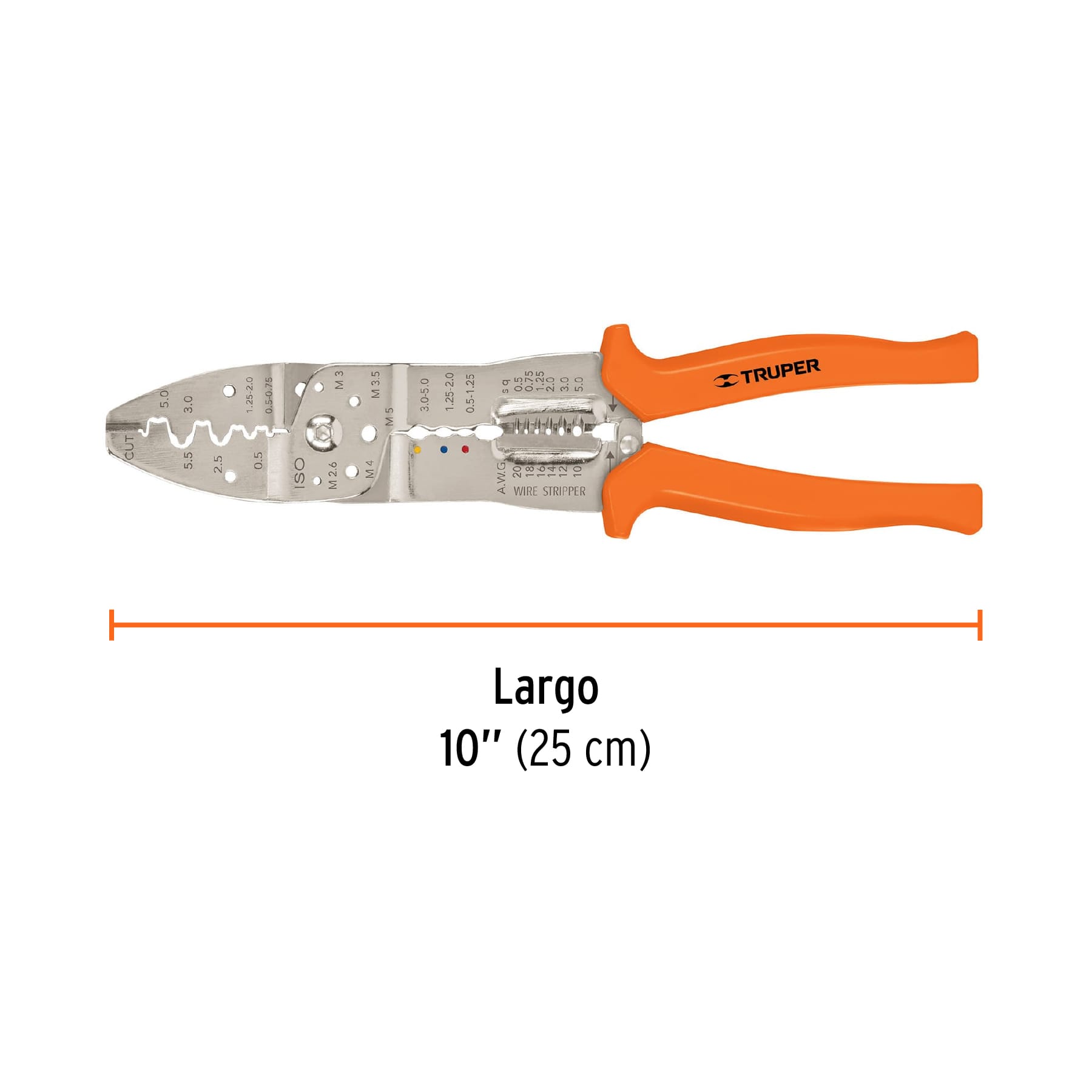 Alicate 10" pela cables 20 a 10 AWG, Truper - 17358