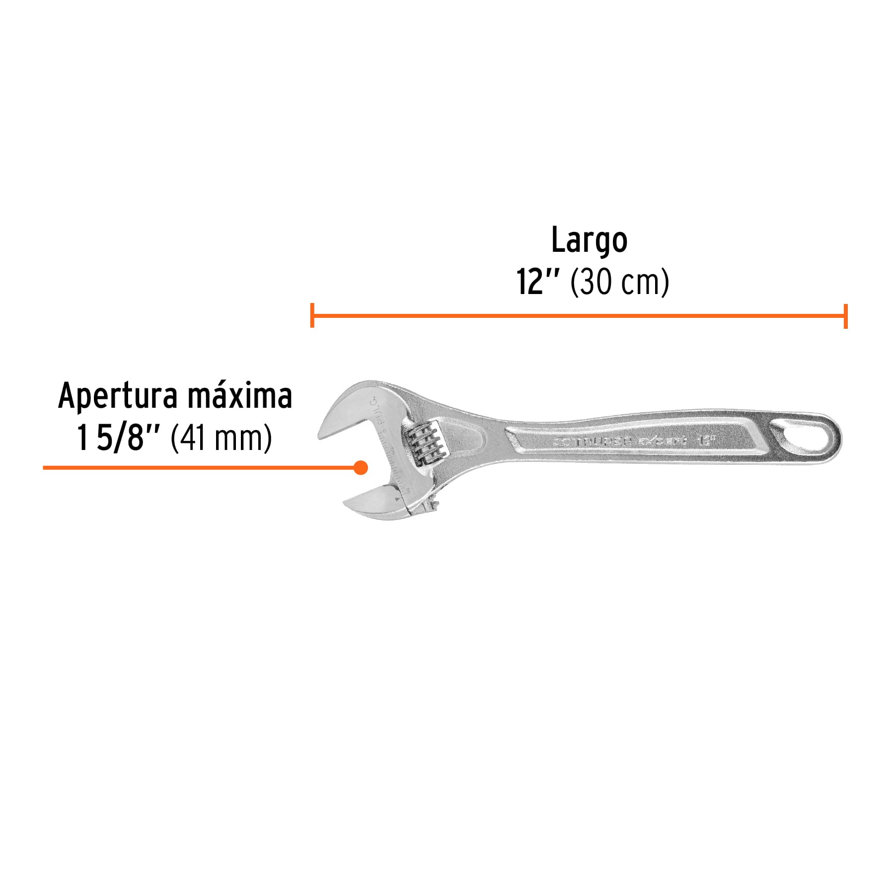 Llave francesa 12" profesional cromada, Expert 15508