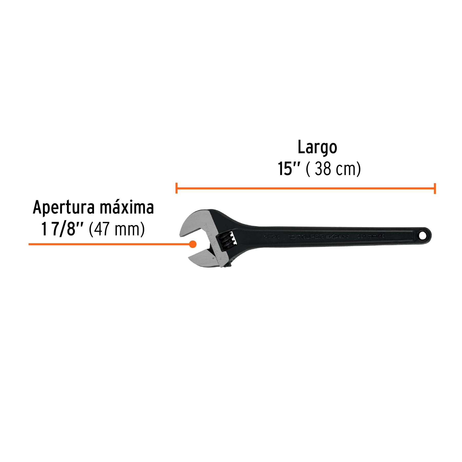 Llave ajustable (perico) 15" profesional pavonada, Truper - 15504