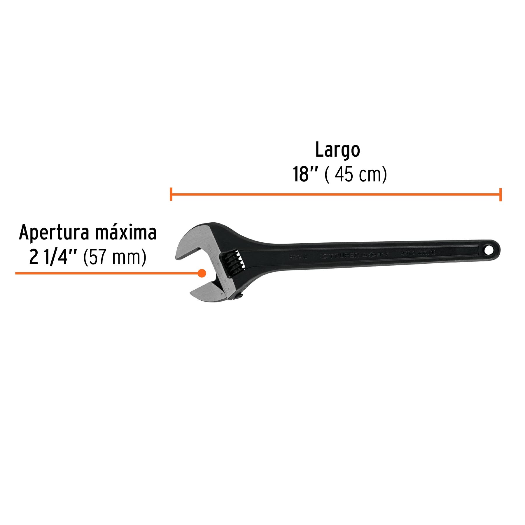 Llave ajustable (perico) 18" profesional pavonada, Truper - 15498