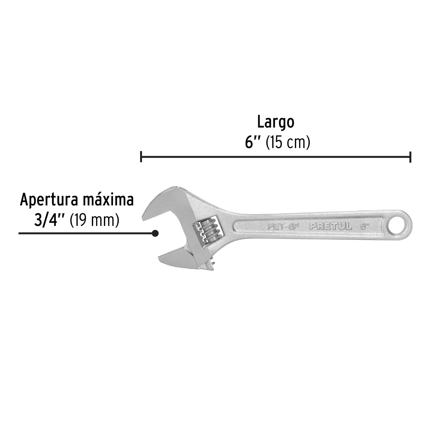 Llave ajustable (perico) 10" cromada, Pretul - 21816