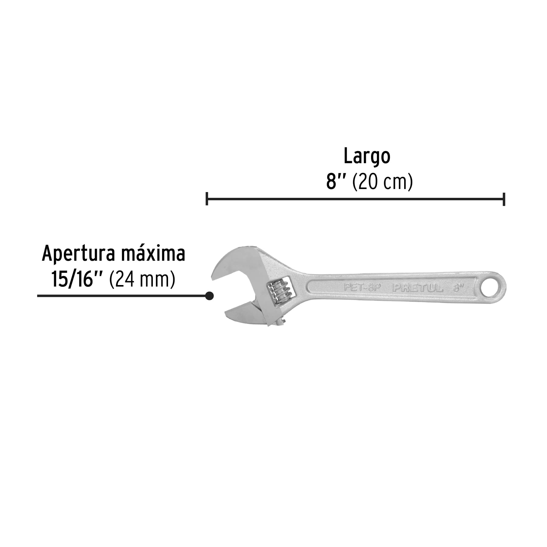 Llave francesa 8" cromada, Pretul - 21815