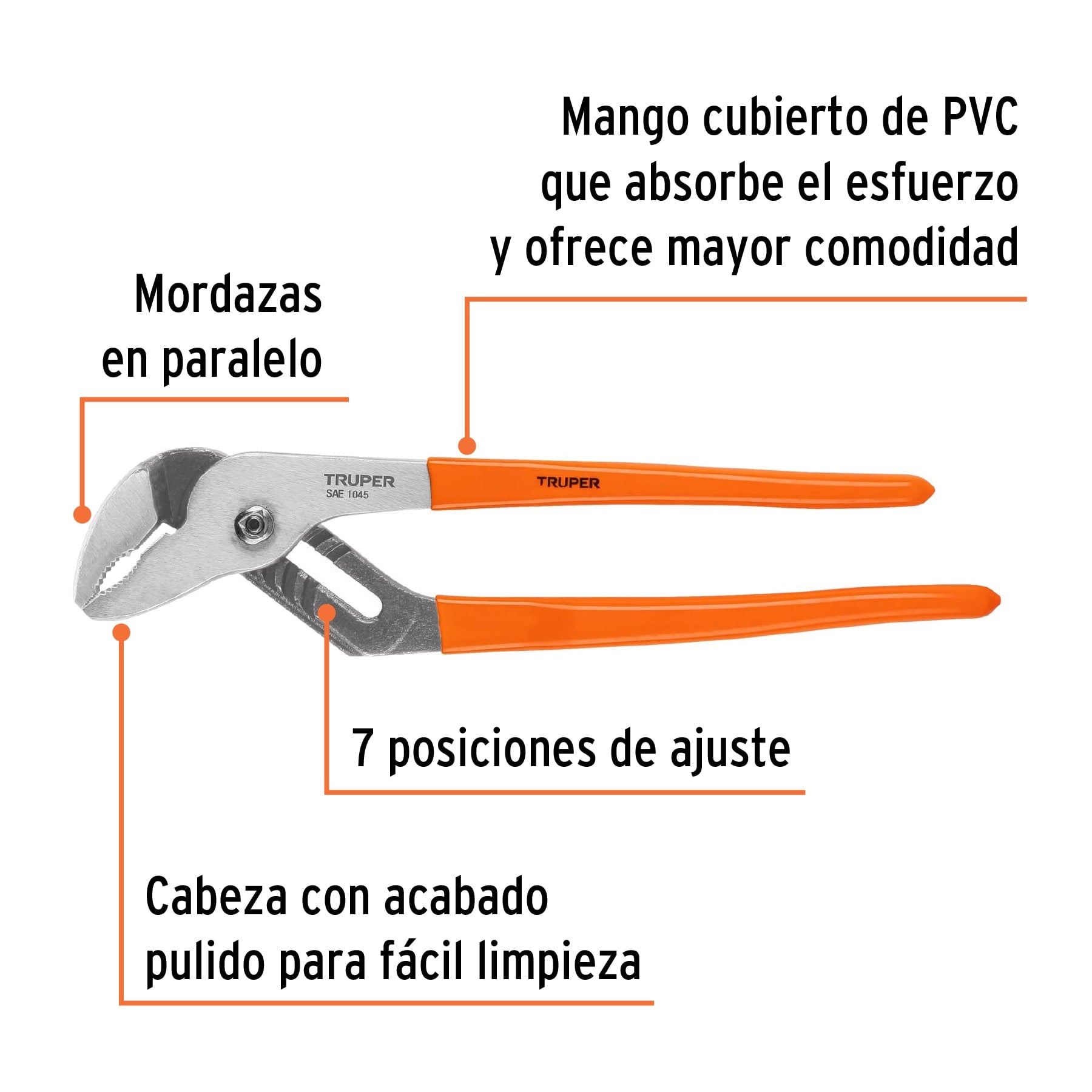 Alicate picoloro 12" mango de PVC, Truper - 17352