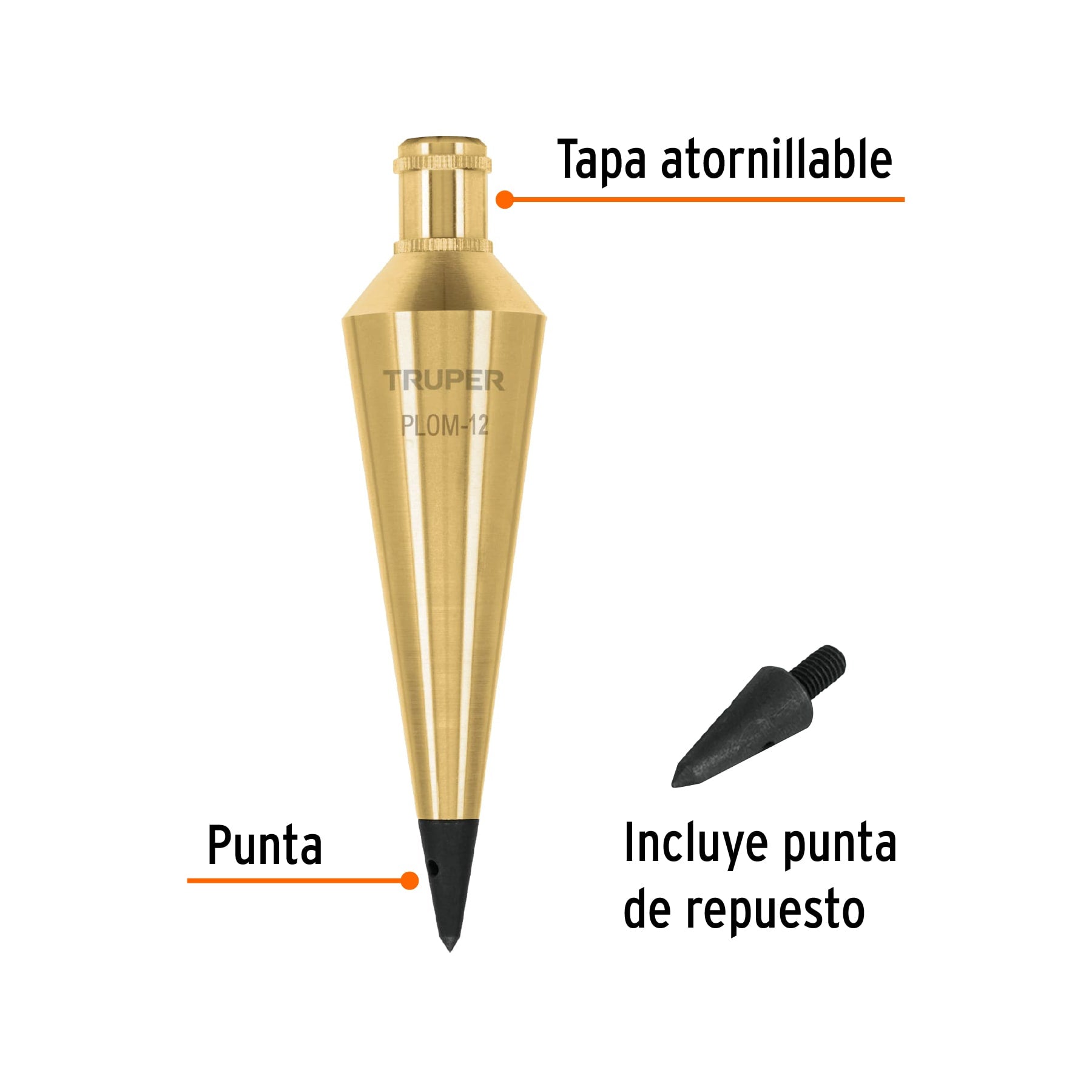 Plomada de latón 12 oz, Truper - 17071