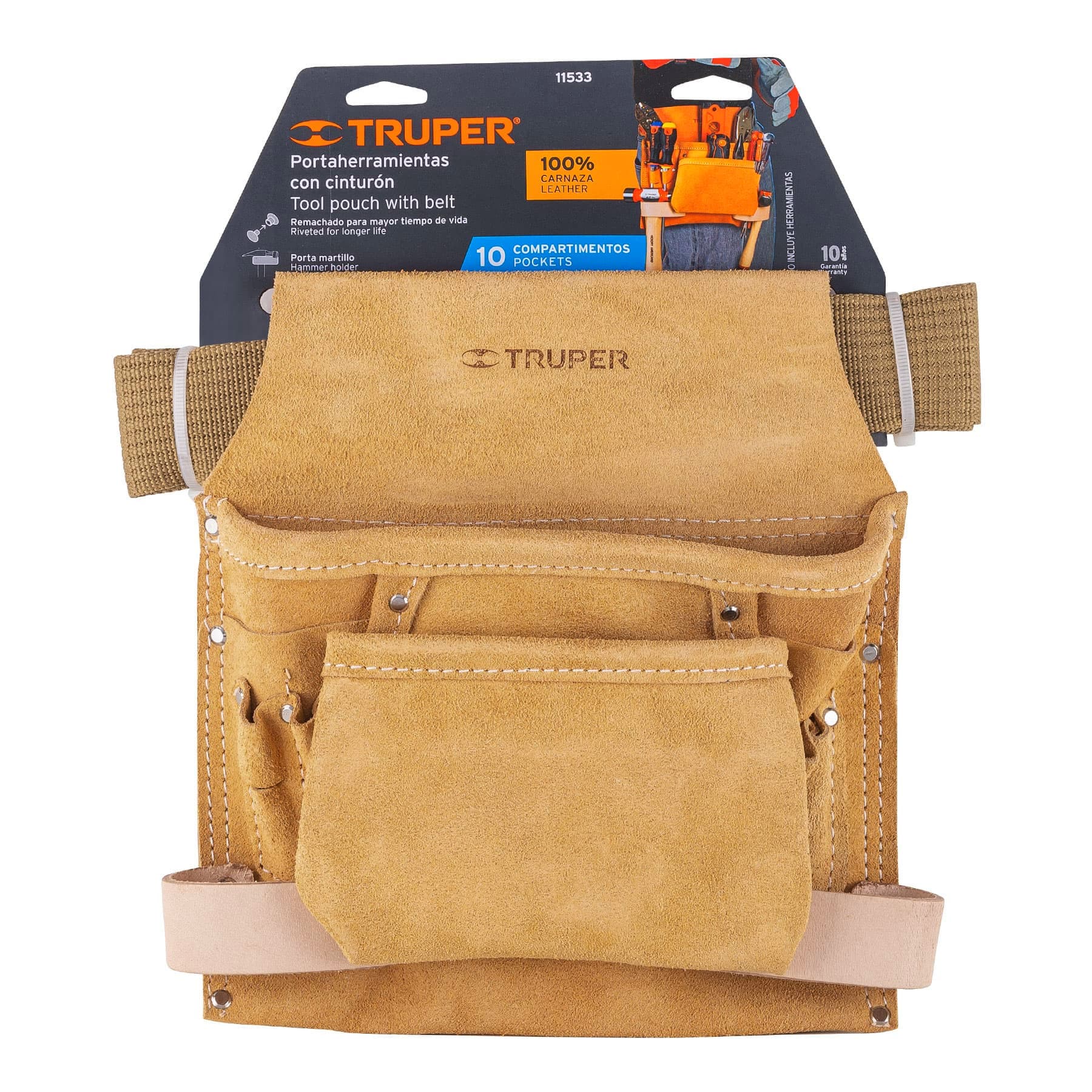 Cinturón portaherramientas de carnaza, 6 compartimentos, Truper - 11533