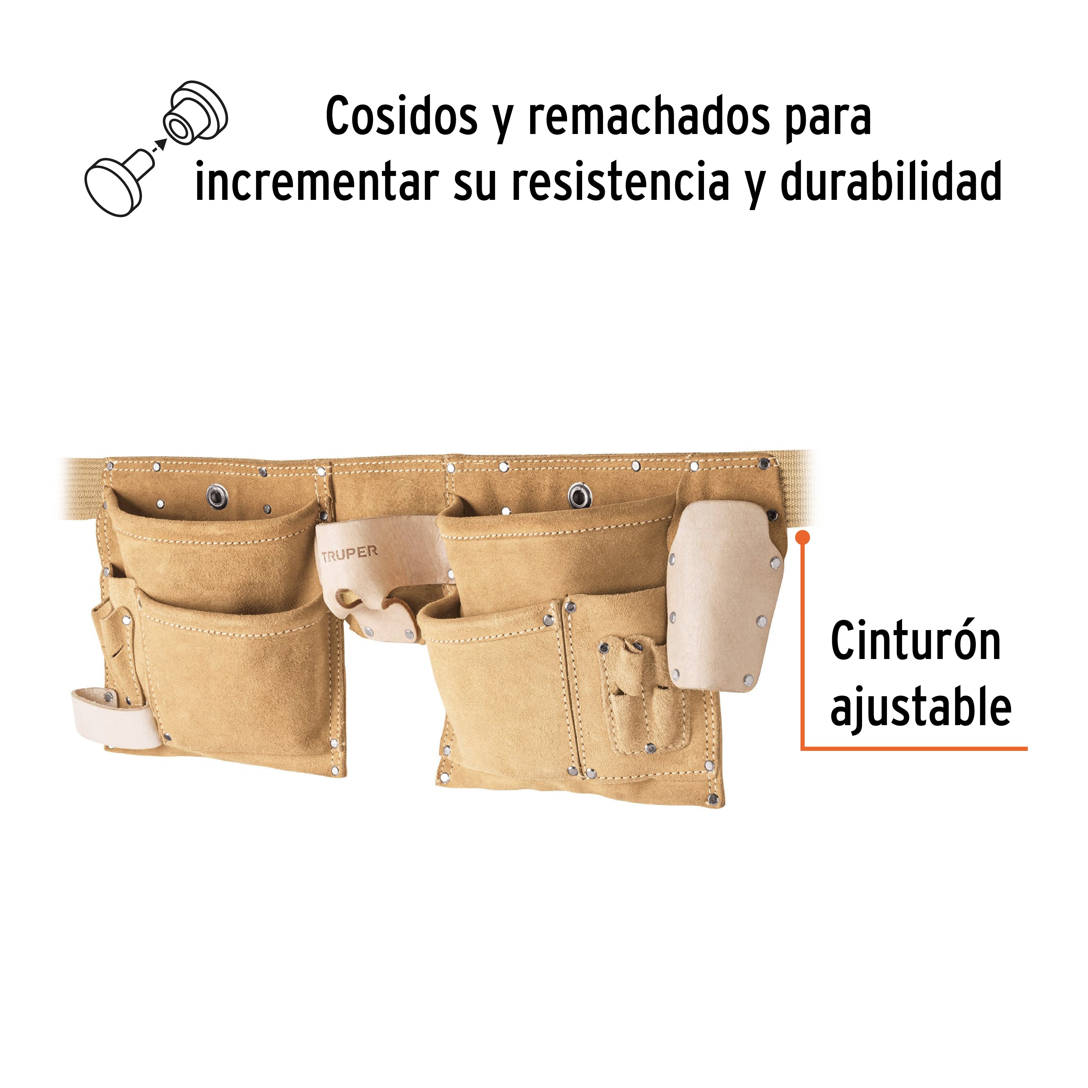 Porta herramientas de carnaza con 13 compartimentos, Truper - 11537