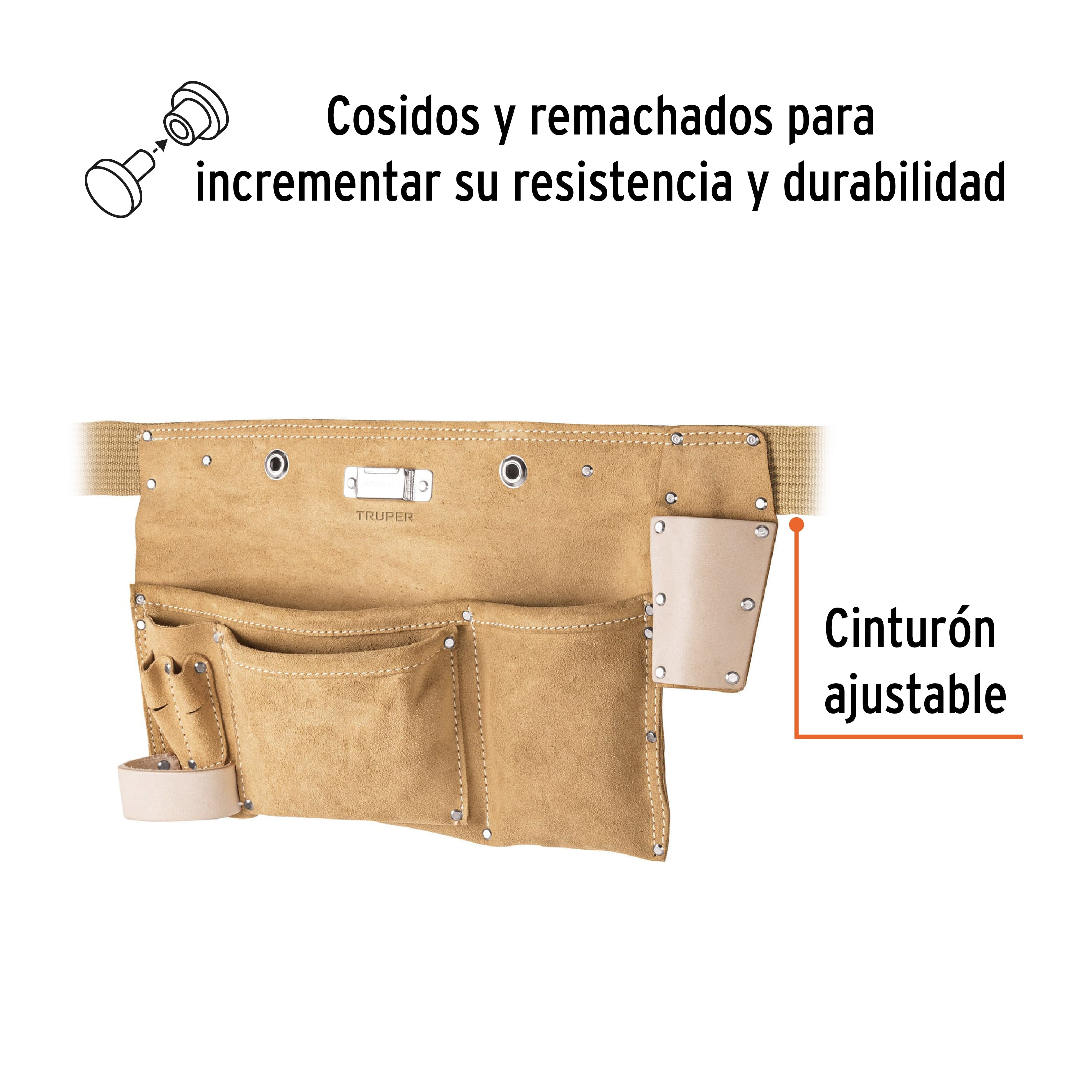 Porta herramientas de carnaza con 9 compartimentos, Truper - 11534