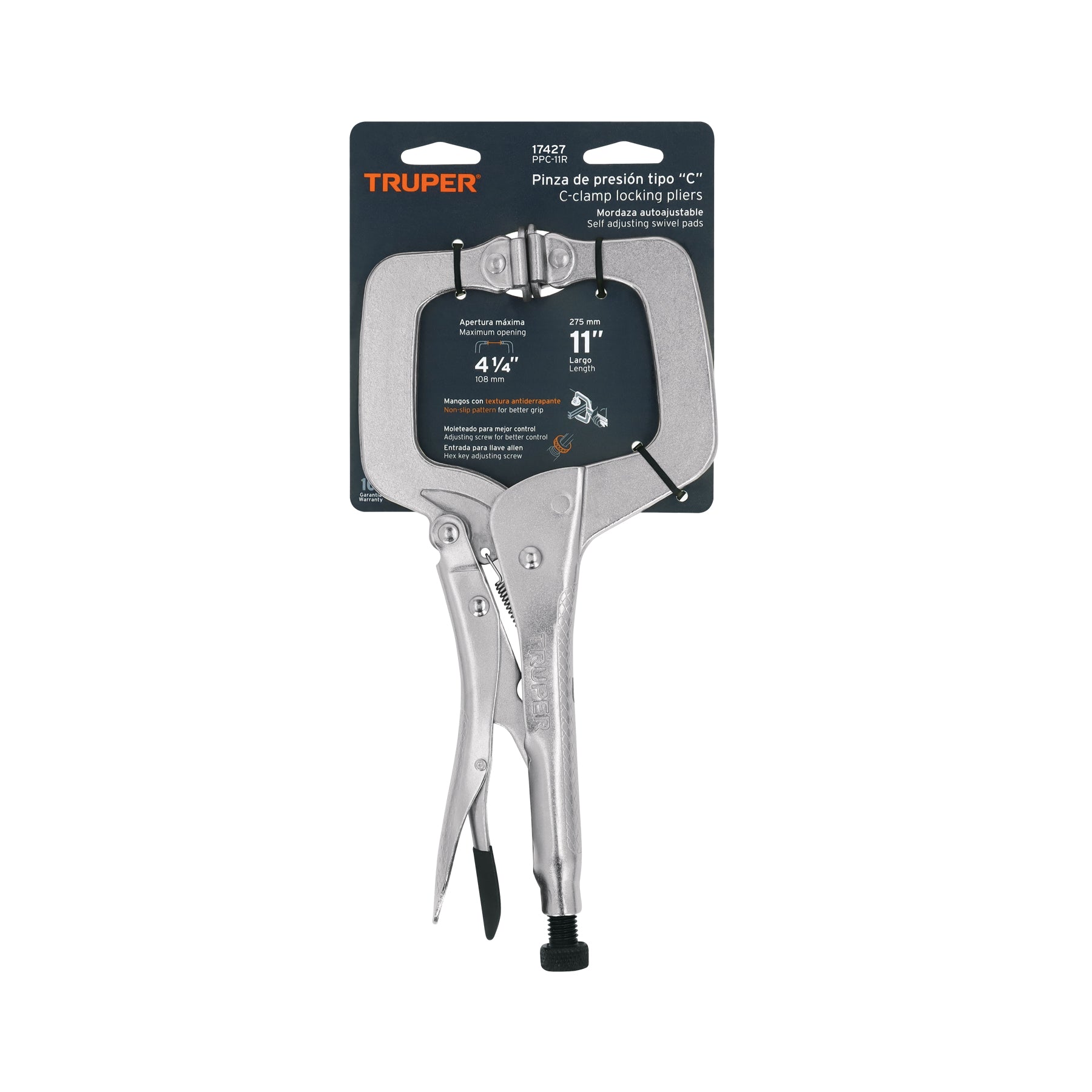 Pinza de presión 11" tipo "C" con mordaza autoajustable  Truper - 17427
