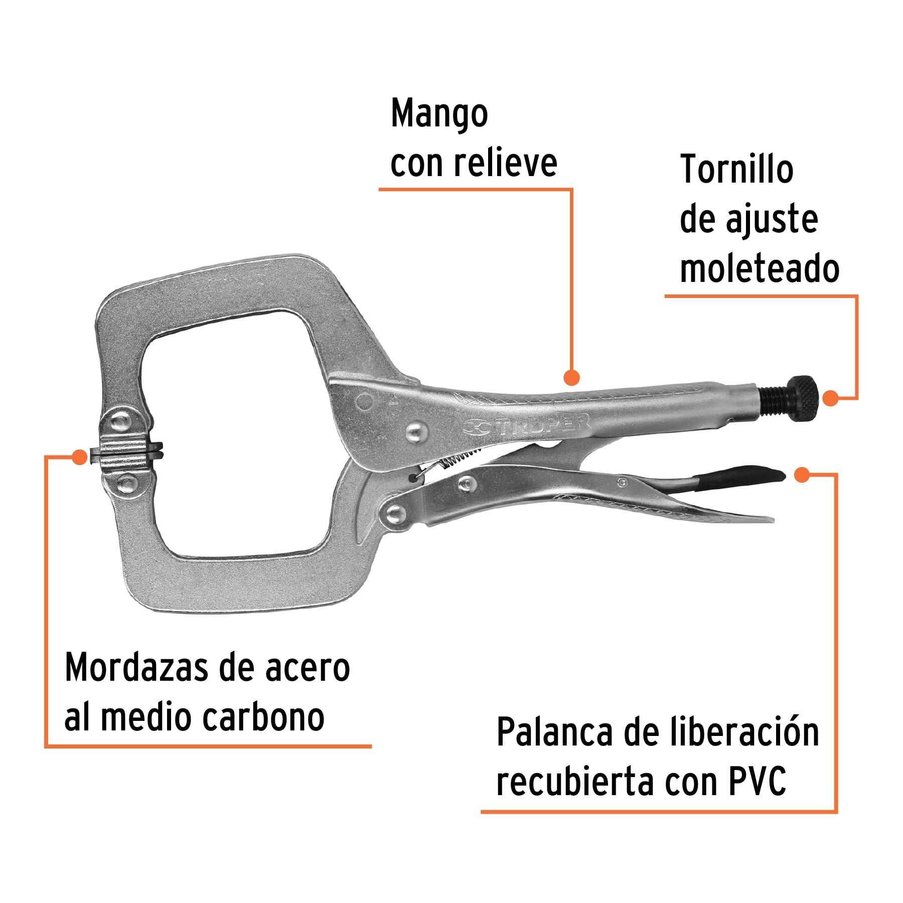 Pinza de presión 11" tipo "C" con mordaza autoajustable  Truper - 17427