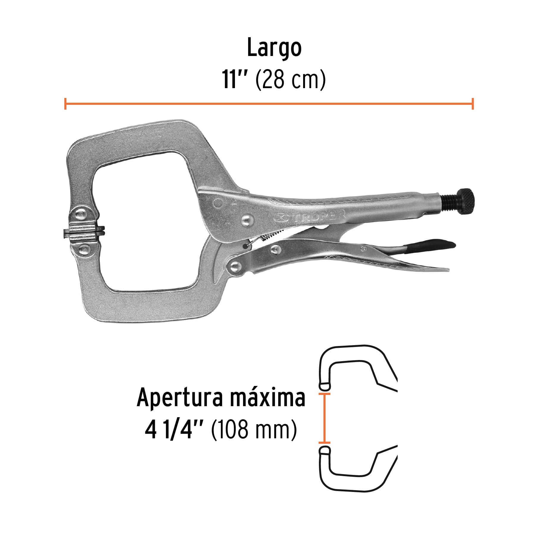 Pinza de presión 11" tipo "C" con mordaza autoajustable  Truper - 17427