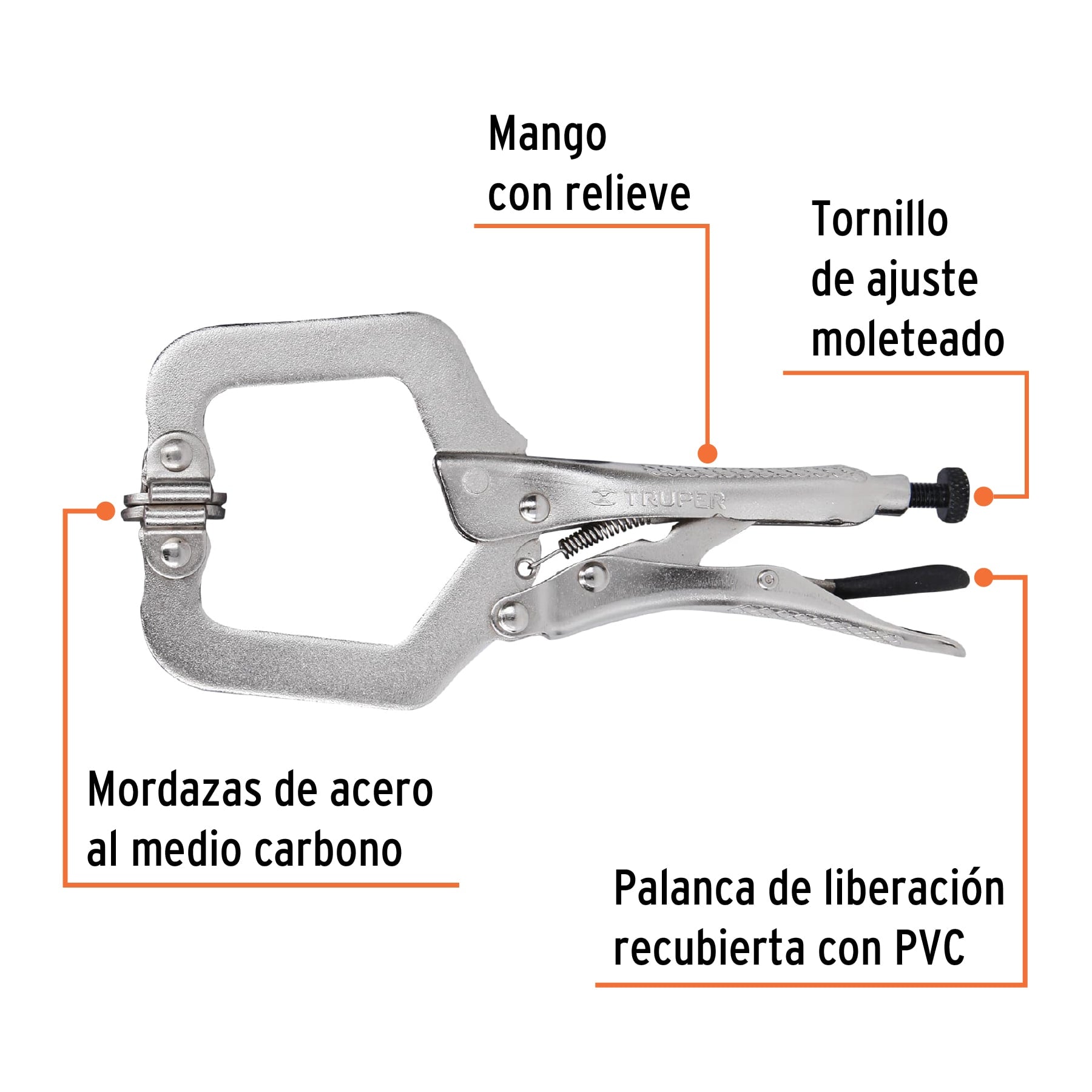 Pinza de presión 6" tipo "C" con mordaza autoajustable, Truper - 17413