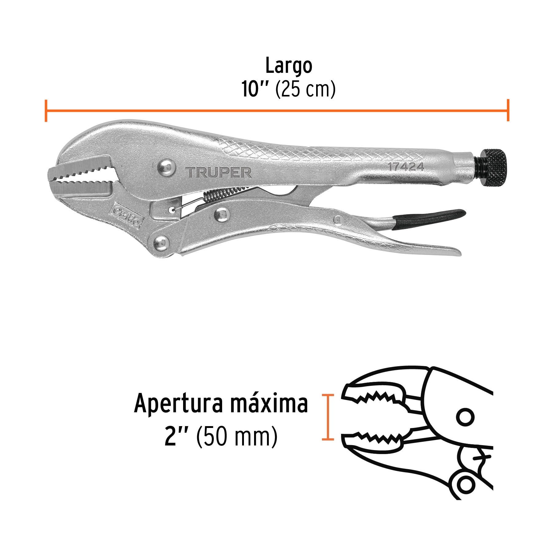 Pinza de presión 10" mordaza recta, Truper - 17424