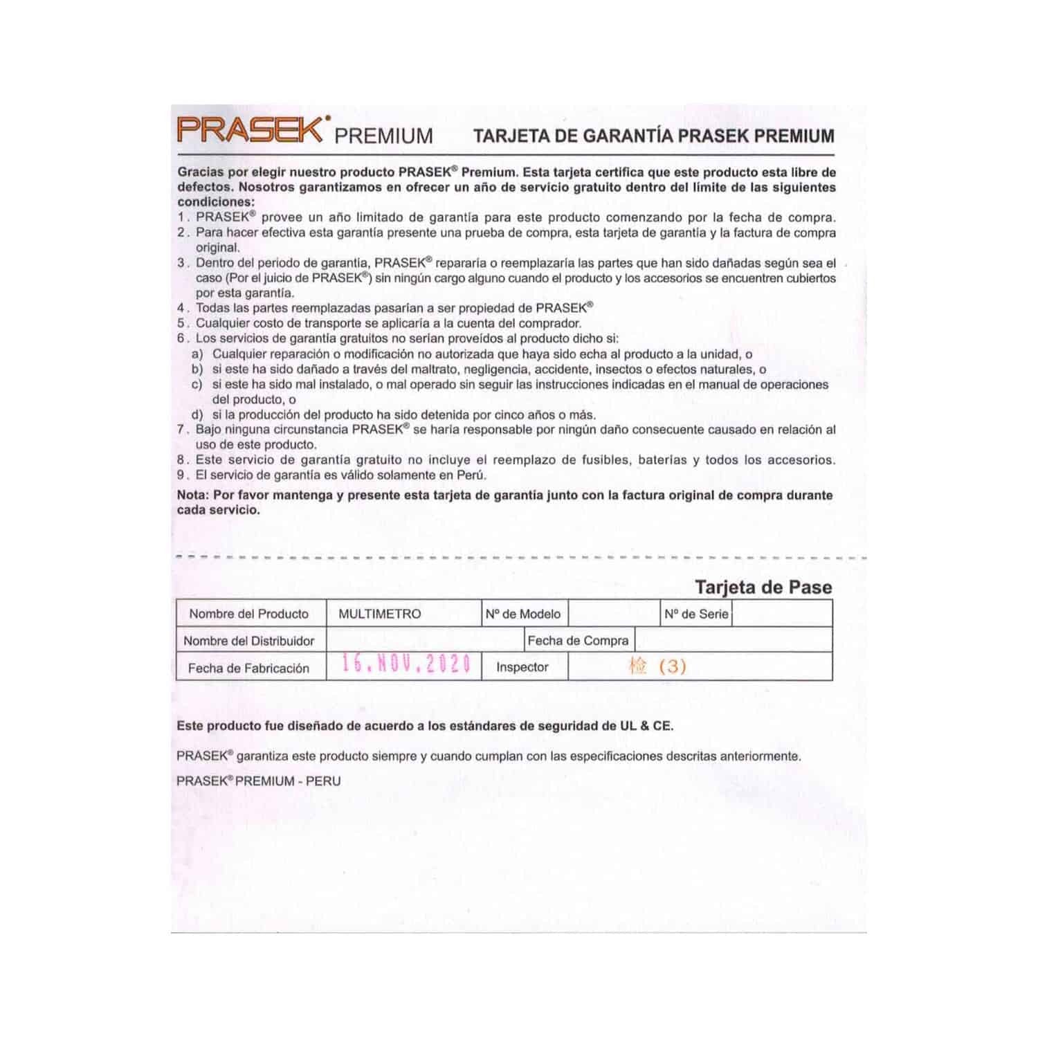 Megometro Digital con Adaptador PRASEK PREMIUM PR-512