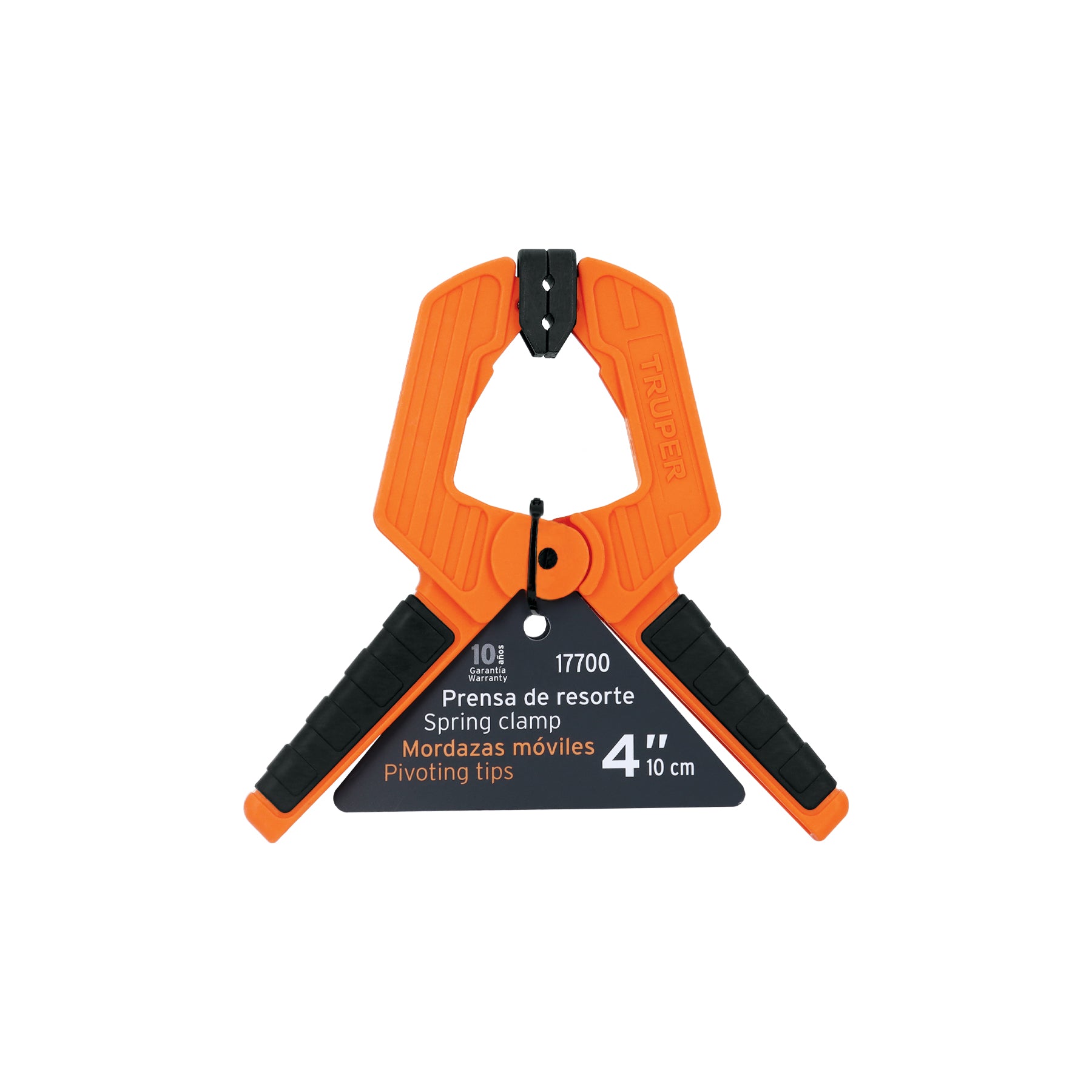 Prensa de resorte de 4", cuerpo de nylon con mango de TPR, Truper - 17700