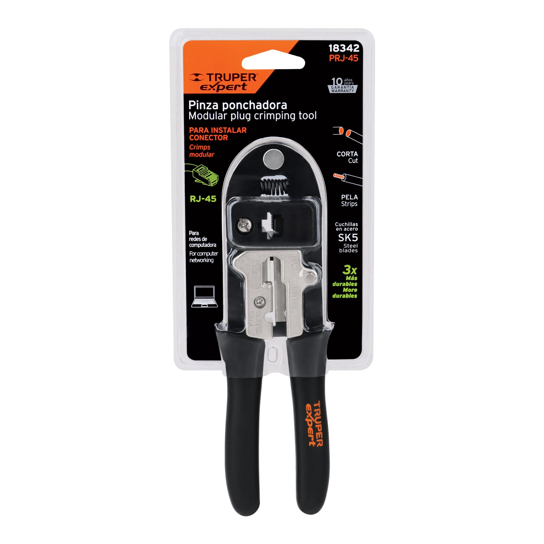 Alicate ponchador 8" con 8 contactos, Truper - 18342