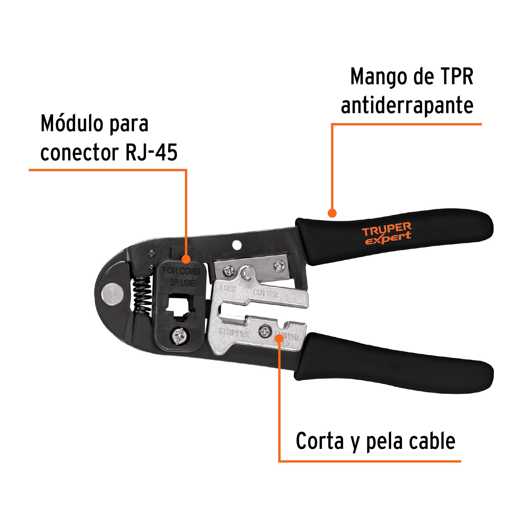 Alicate ponchador 8" con 8 contactos, Truper - 18342