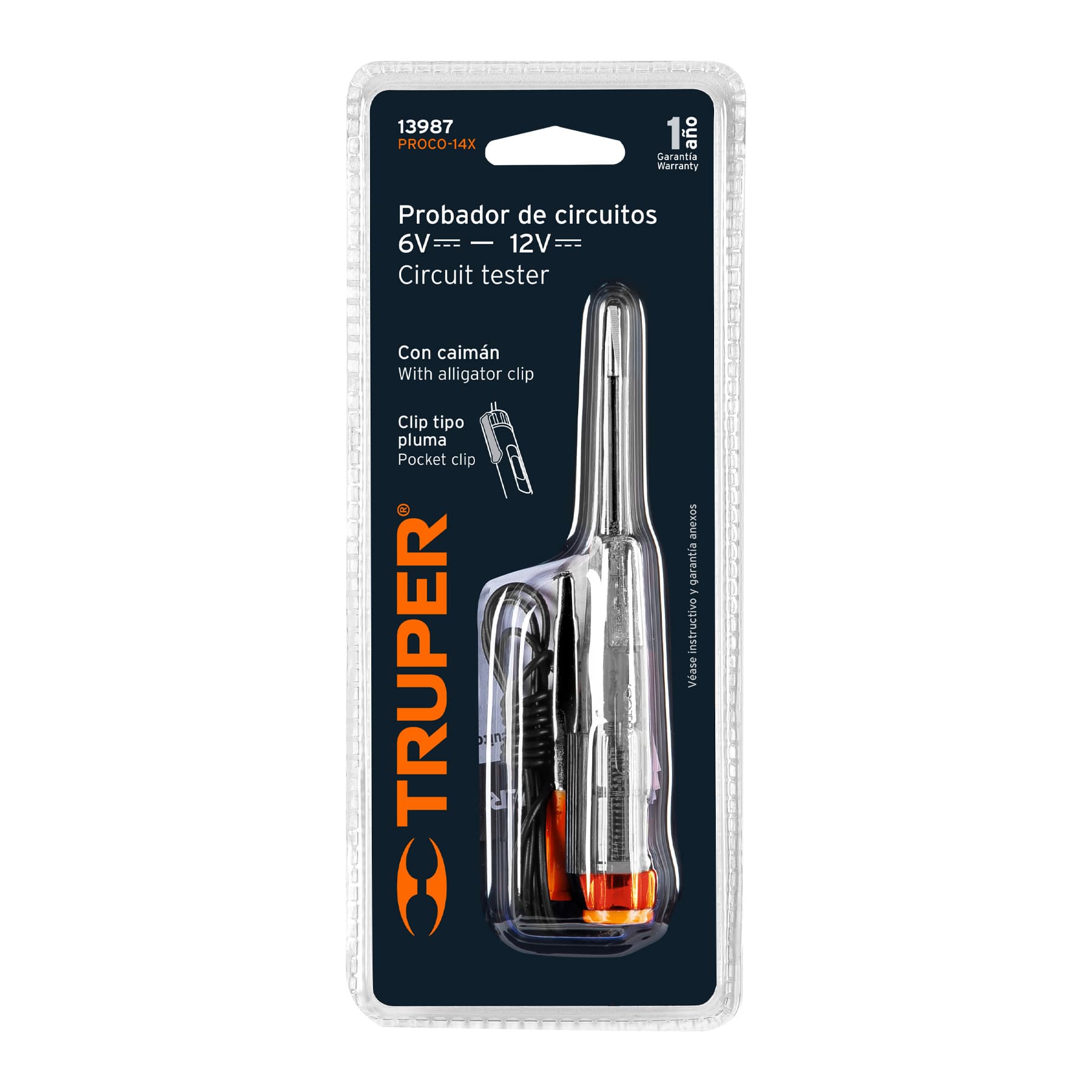 Probador piloto 14 cm de corriente directa c/caimán - 13987