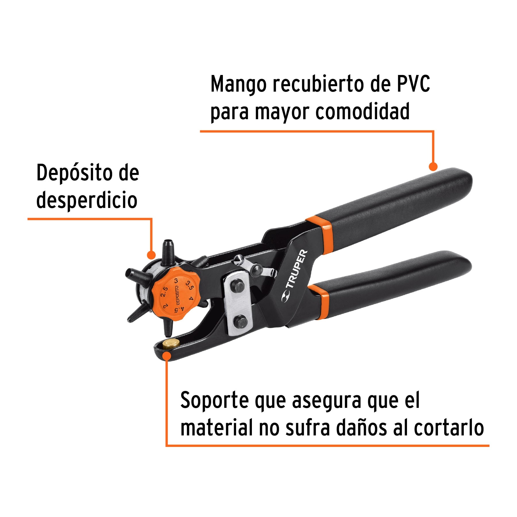 Pinza sacabocados 9" mango de PVC, Truper - 17340