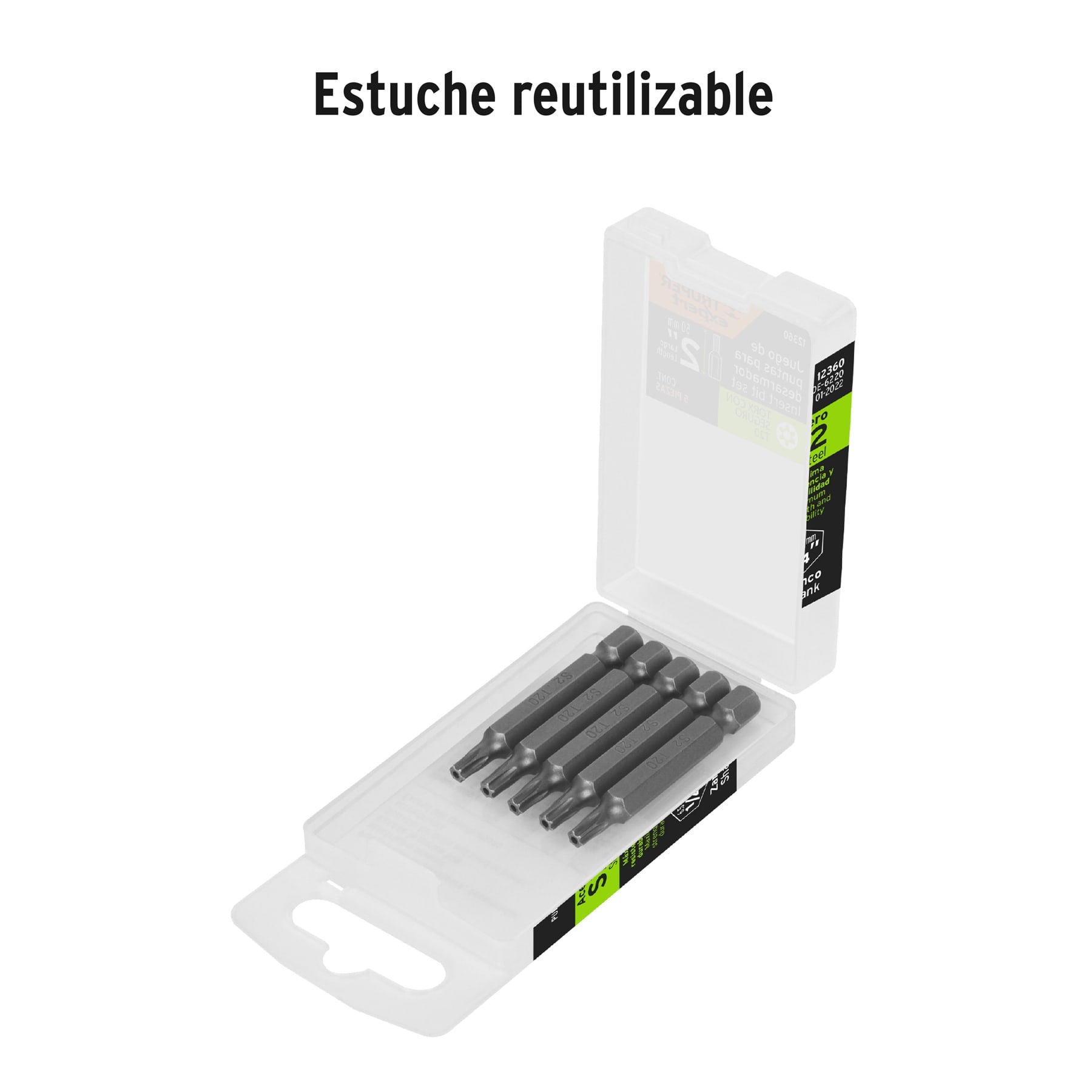 Estuche con 5 puntas torx T20 con seguro largo 2", Expert - 12360