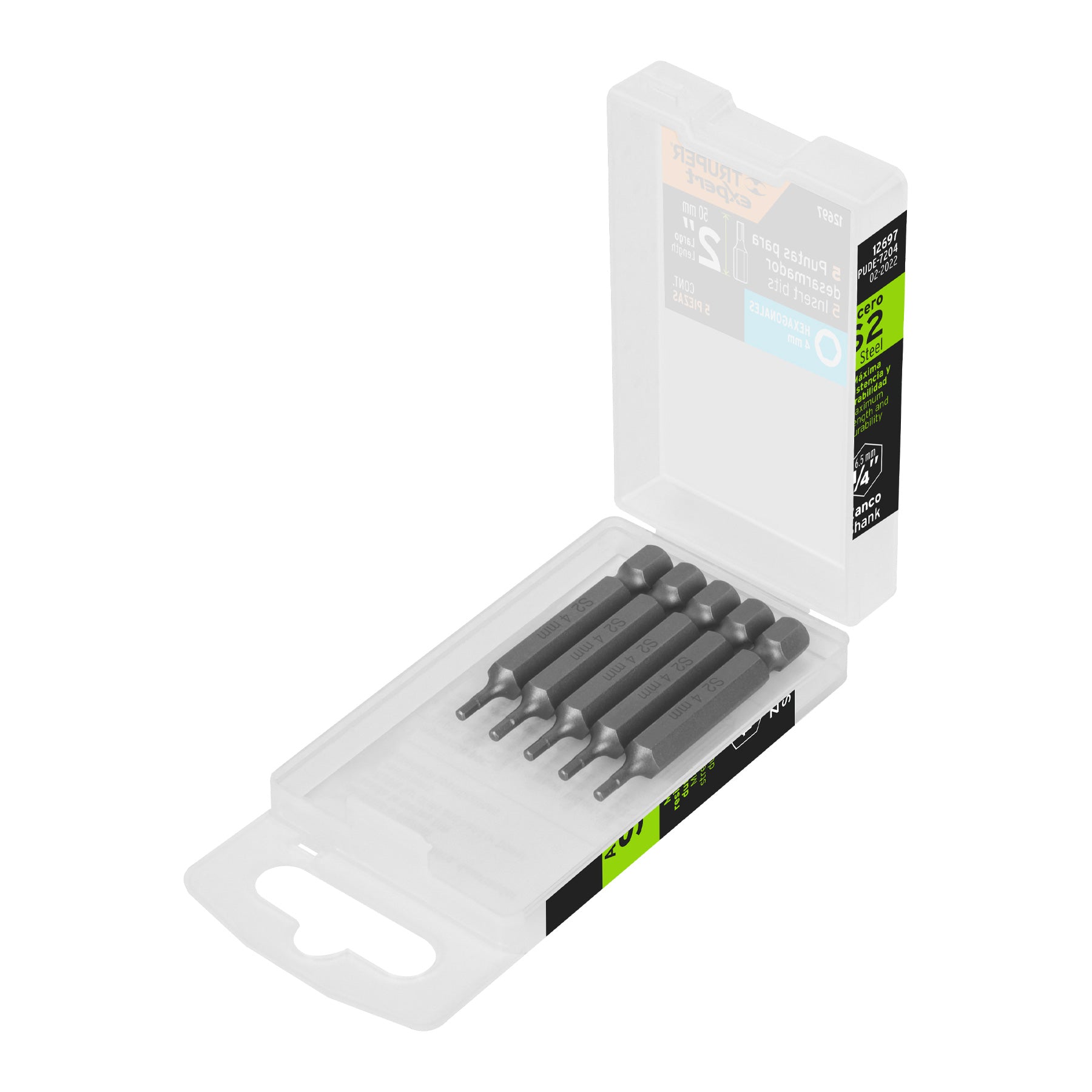 Estuche con 5 puntas hexagonales de 4 mm largo 2", Truper - 12697