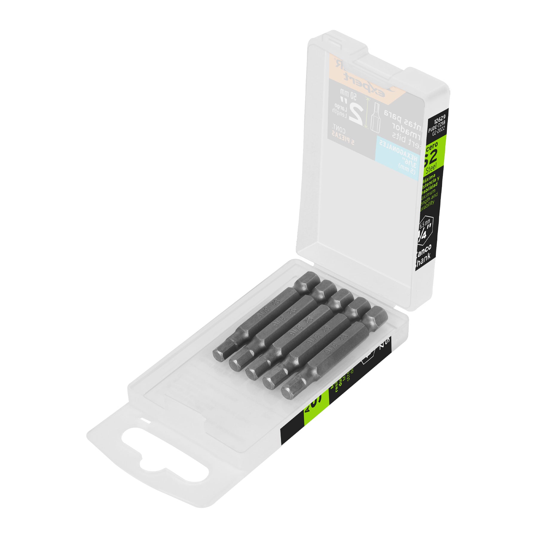 Estuche con 5 puntas hexagonales de 3/16mm largo 2", Truper - 12629