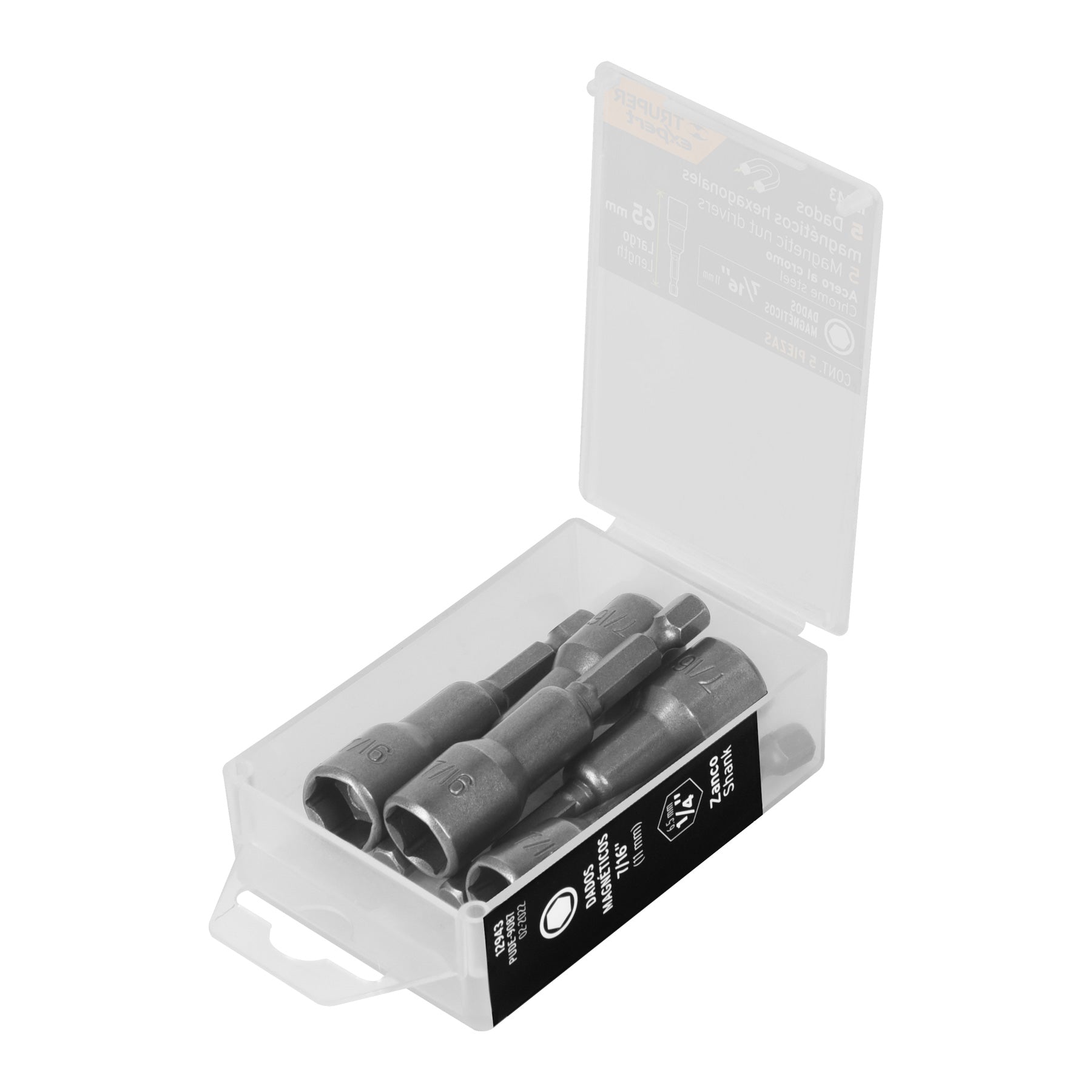 Estuche con 5 dados magnéticos de 7/16" largo 2-1/2", Expert - 12943