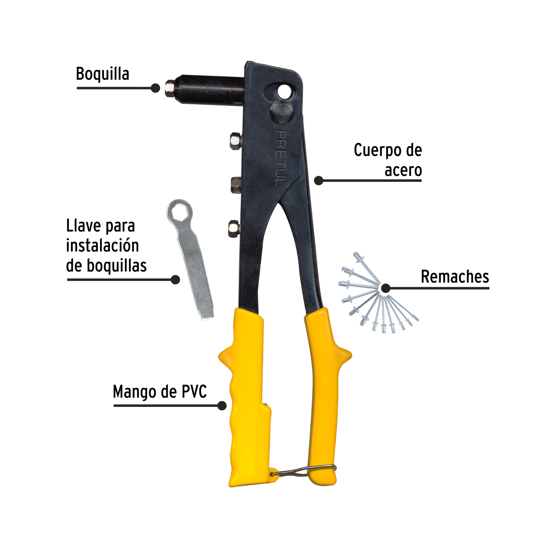 Remachadora 10" con remaches, Pretul - 22851