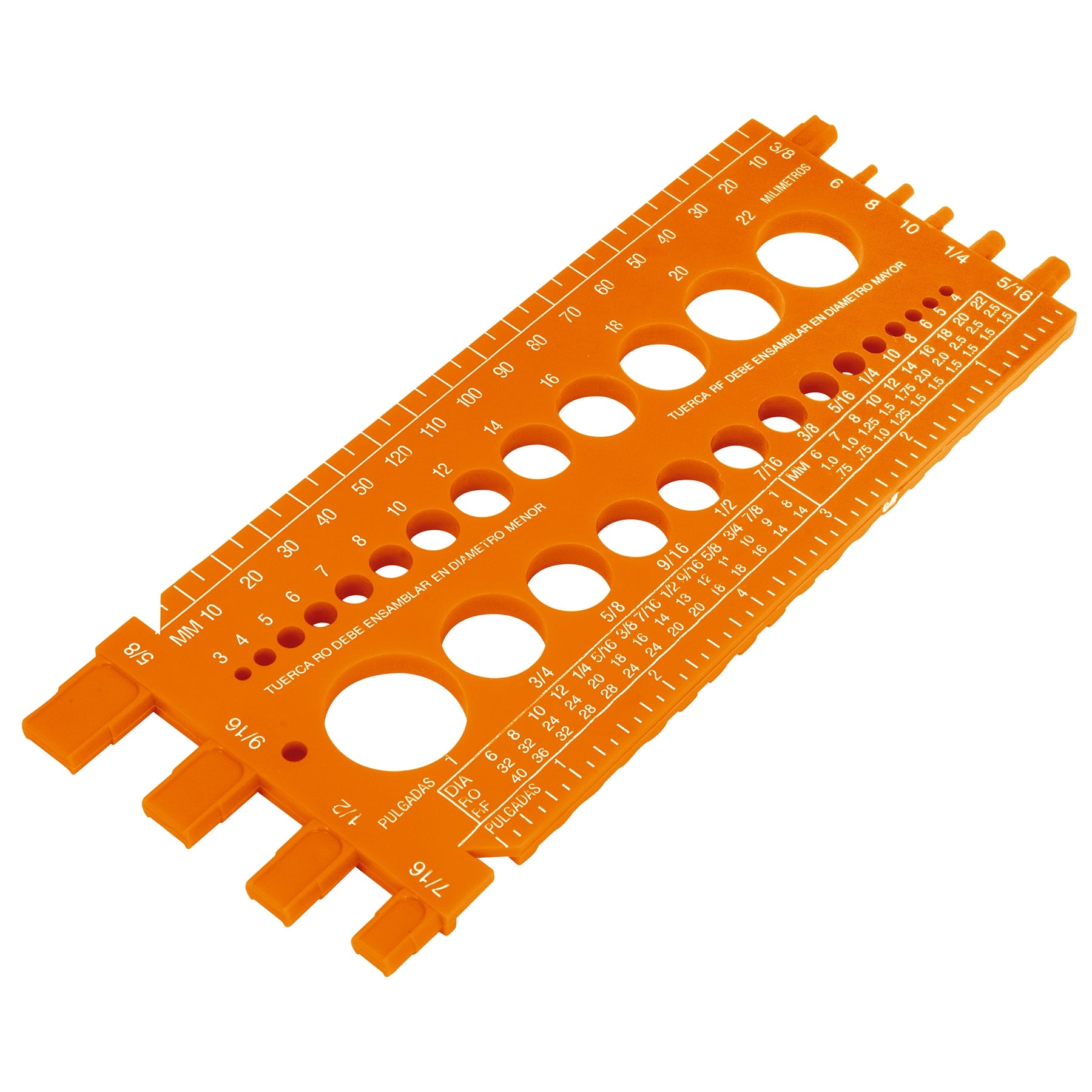 Regla medidora de tuercas y tornillos, 22 cm, Truper - 10811