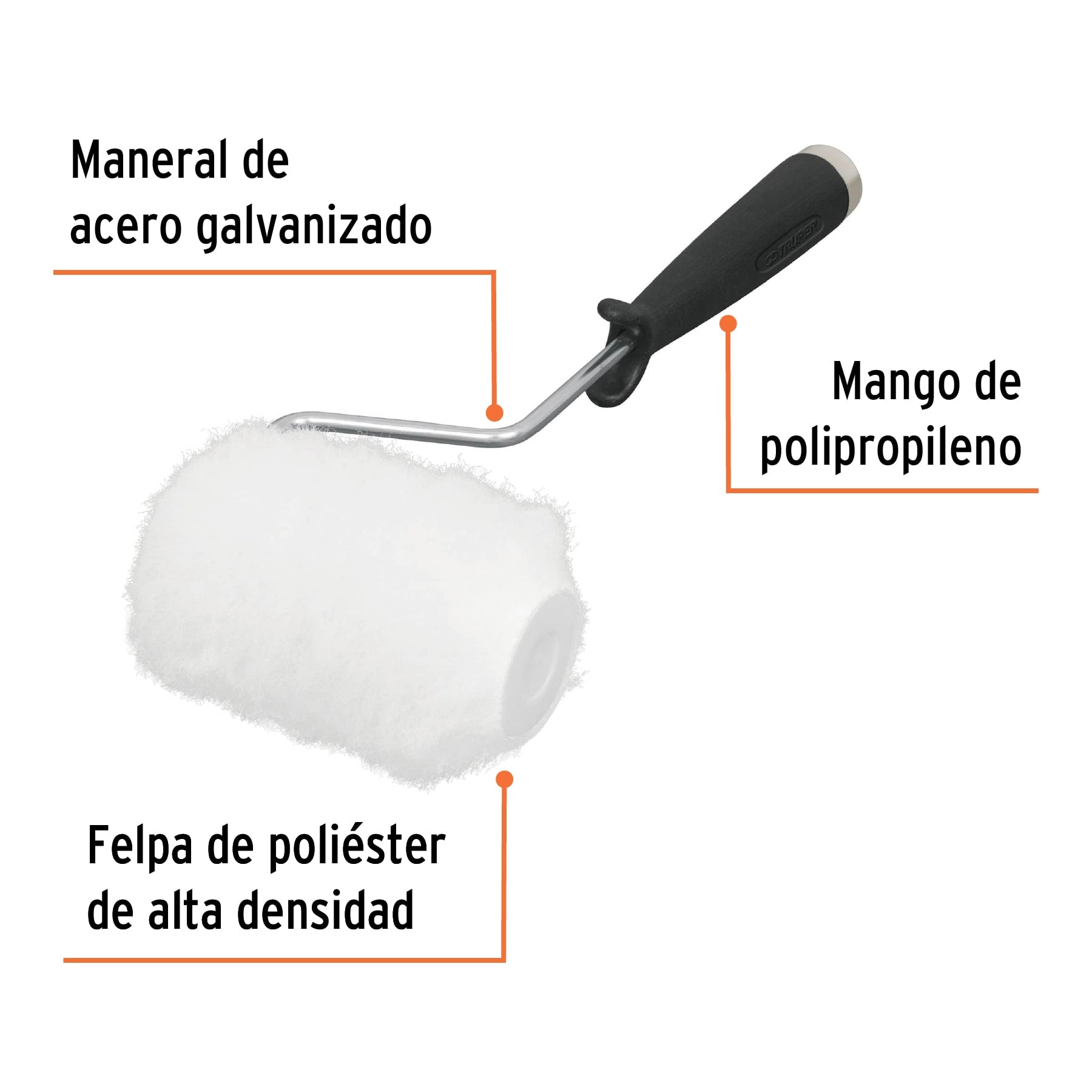 Mini rodillo para pintar 4" x 3/4" de poliéster, Truper - 13896
