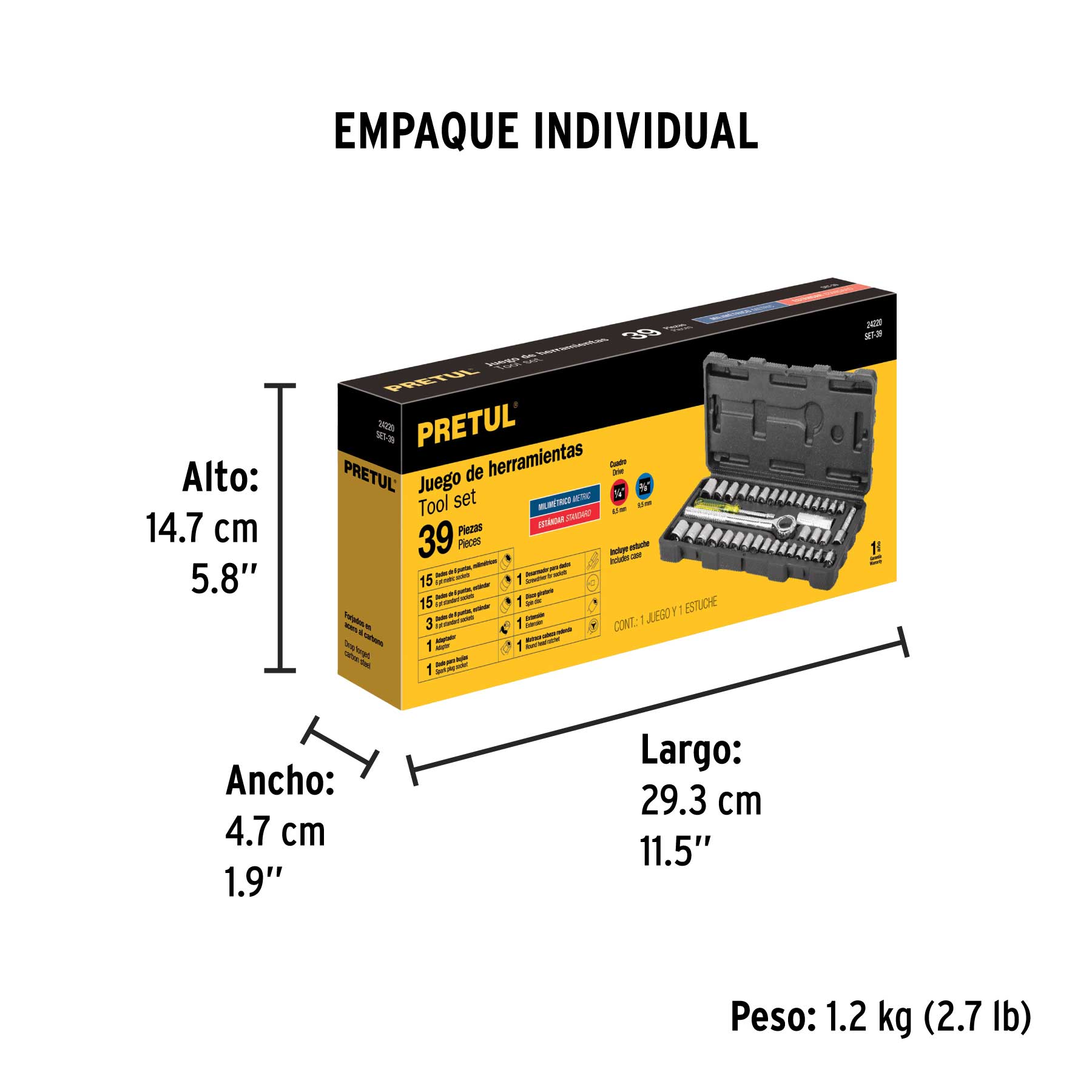 Juego de dados de 39 piezas, Pretul - 24220