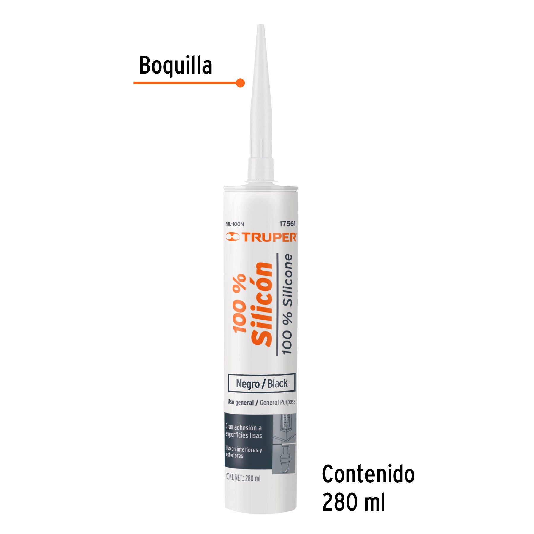 Silicona al 100% negra de 280 ml, Truper - 17561