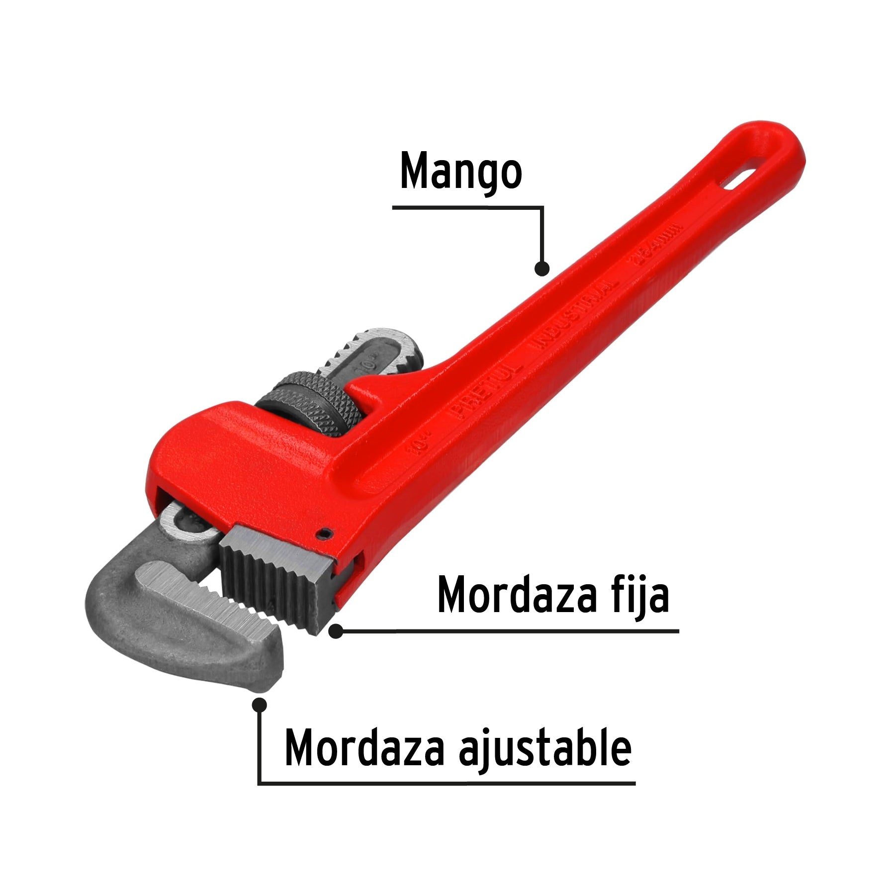 Llave stilson 10" cuerpo de hierro maleable, Pretul - 22011