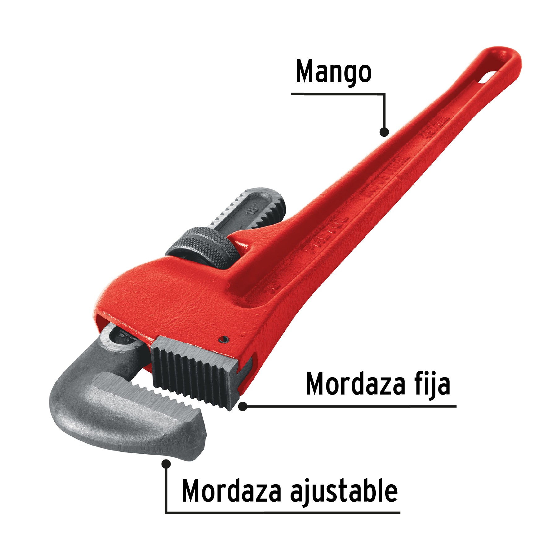 Llave stilson 18" cuerpo de hierro maleable, Pretul 22014