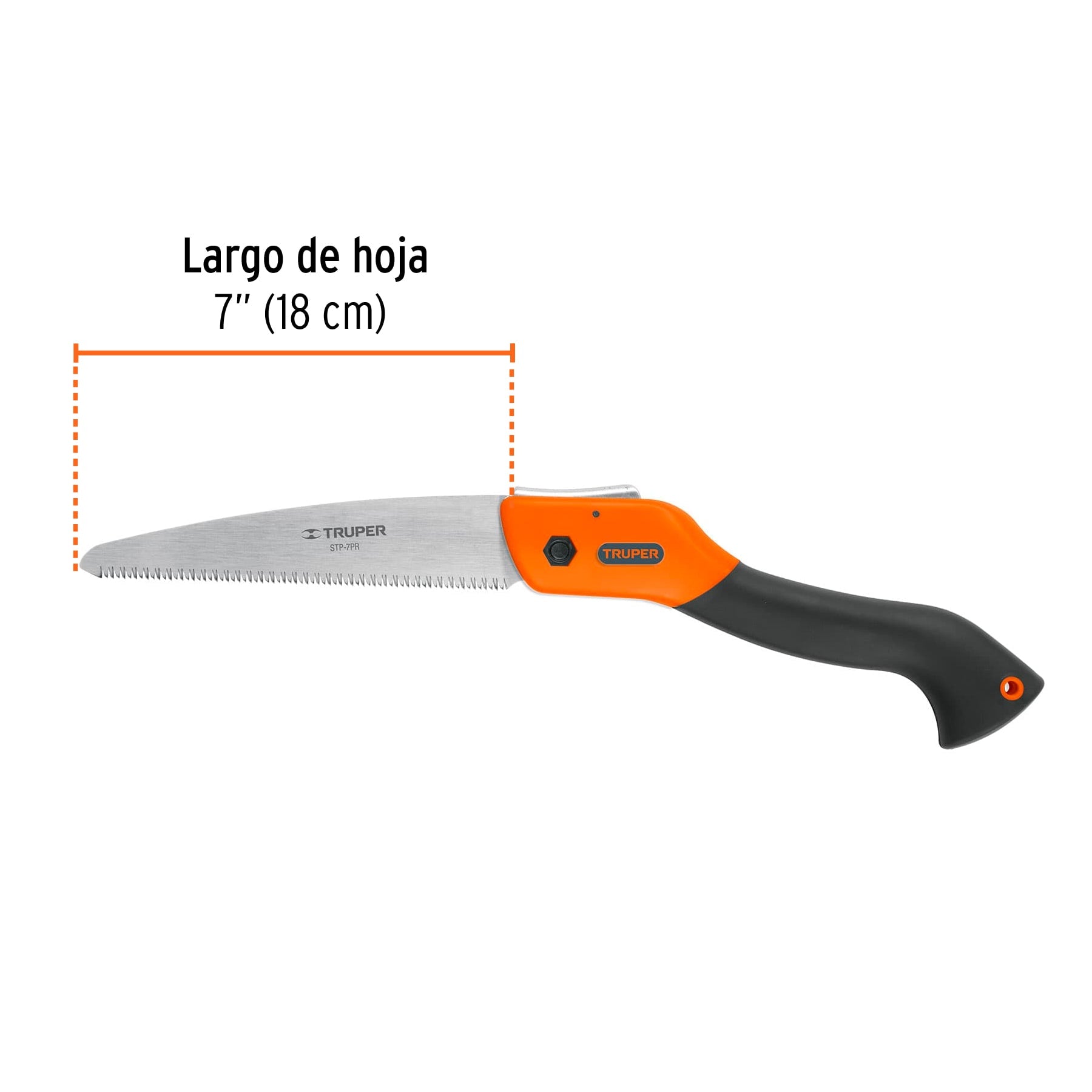 Serrucho plegable 7" hoja recta 11 DPP mango plástico,Truper - 100197