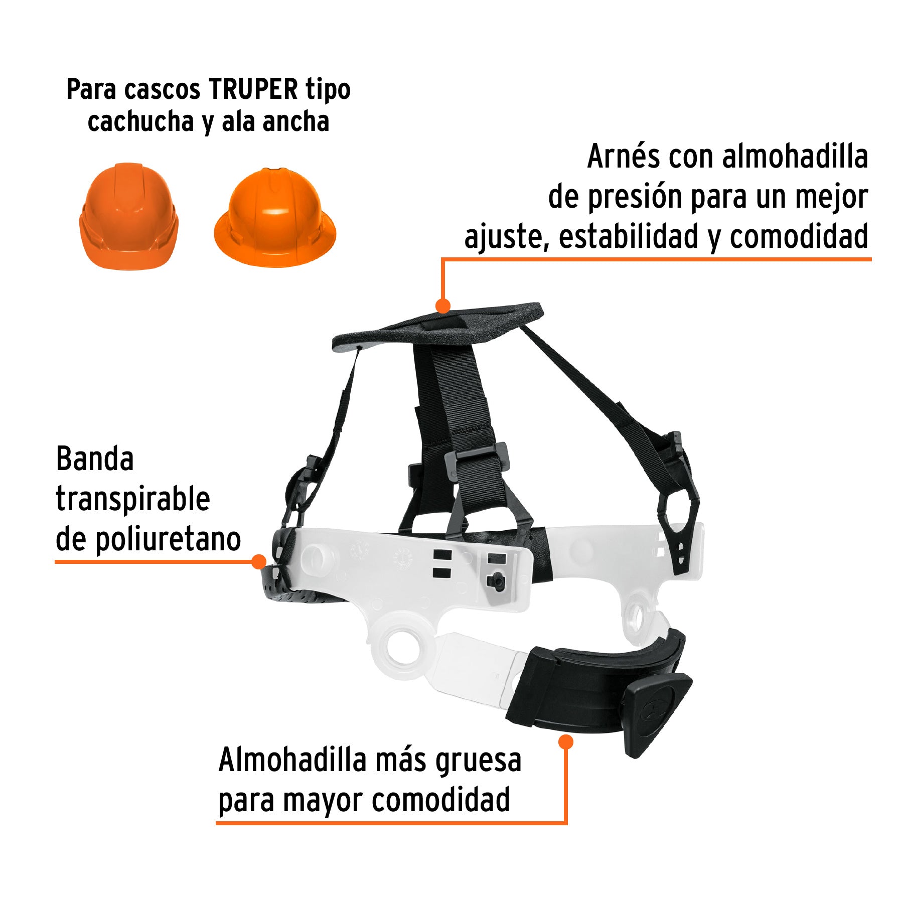 Suspensión para cascos, ajuste por matraca, Truper 100145