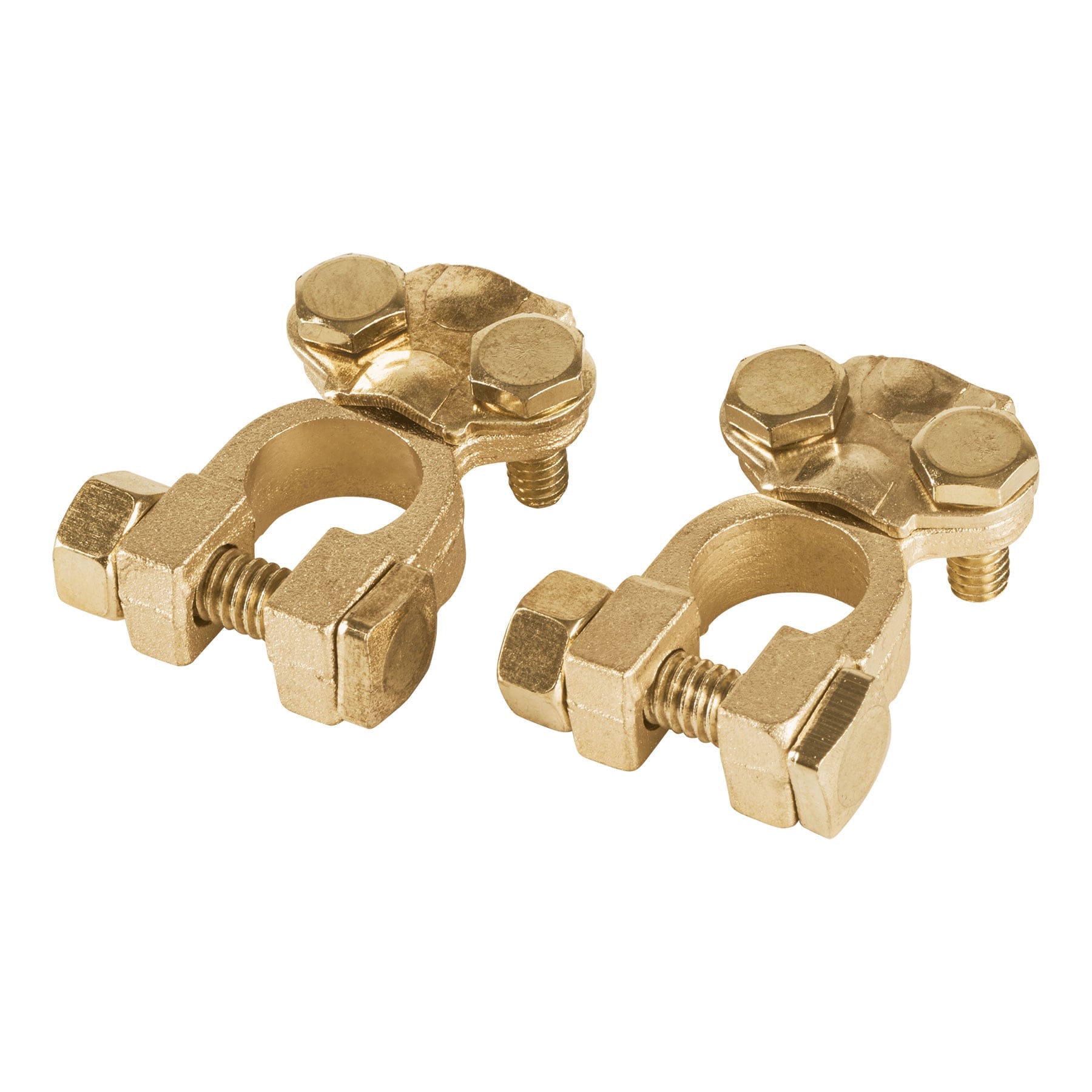 Blíster 2 terminales p/batería, latón poste superior, Pretul - 23042