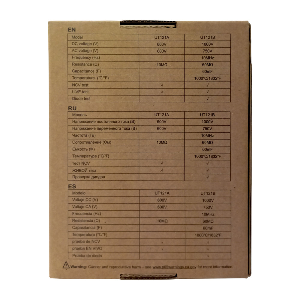 MULTIMETRO SMART C/ CUERPO ULTRAFINO 19MM  "UNI-T" UT-121B / UT121B