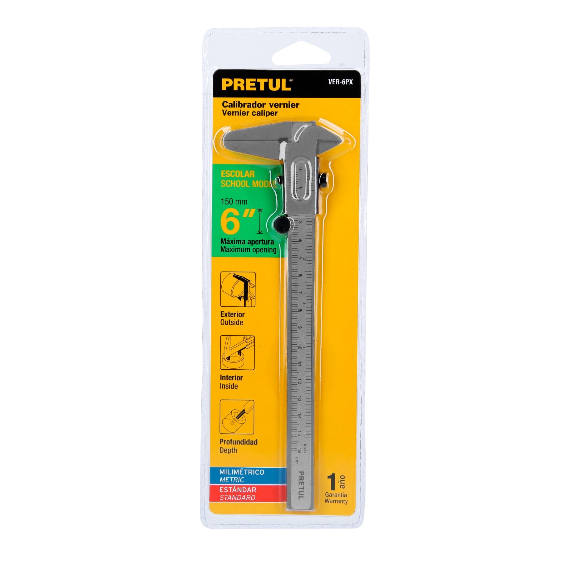 Calibrador Vernier Pie de Rey de 6" Pretul - 21455