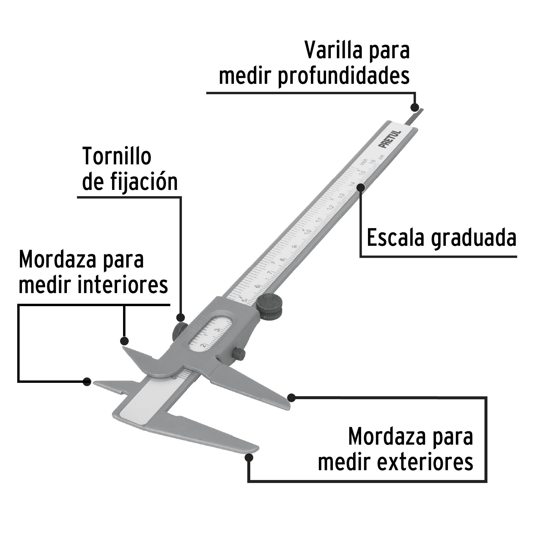 Calibrador Vernier Pie de Rey de 6" Pretul - 21455