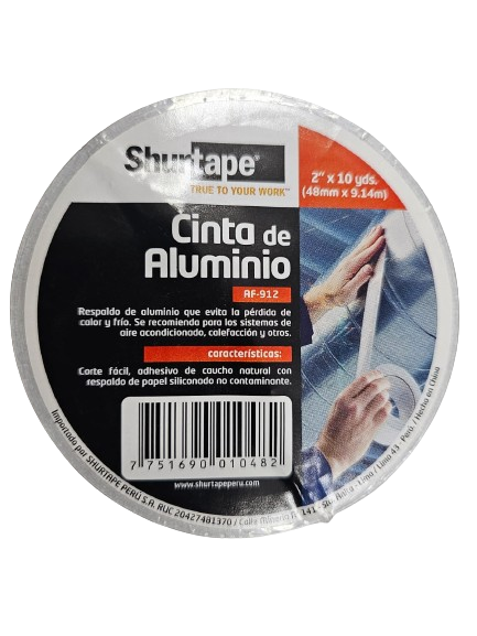 Cinta De Aluminio 2 Pulgadas x 10 yds - Shurtape AF-91210