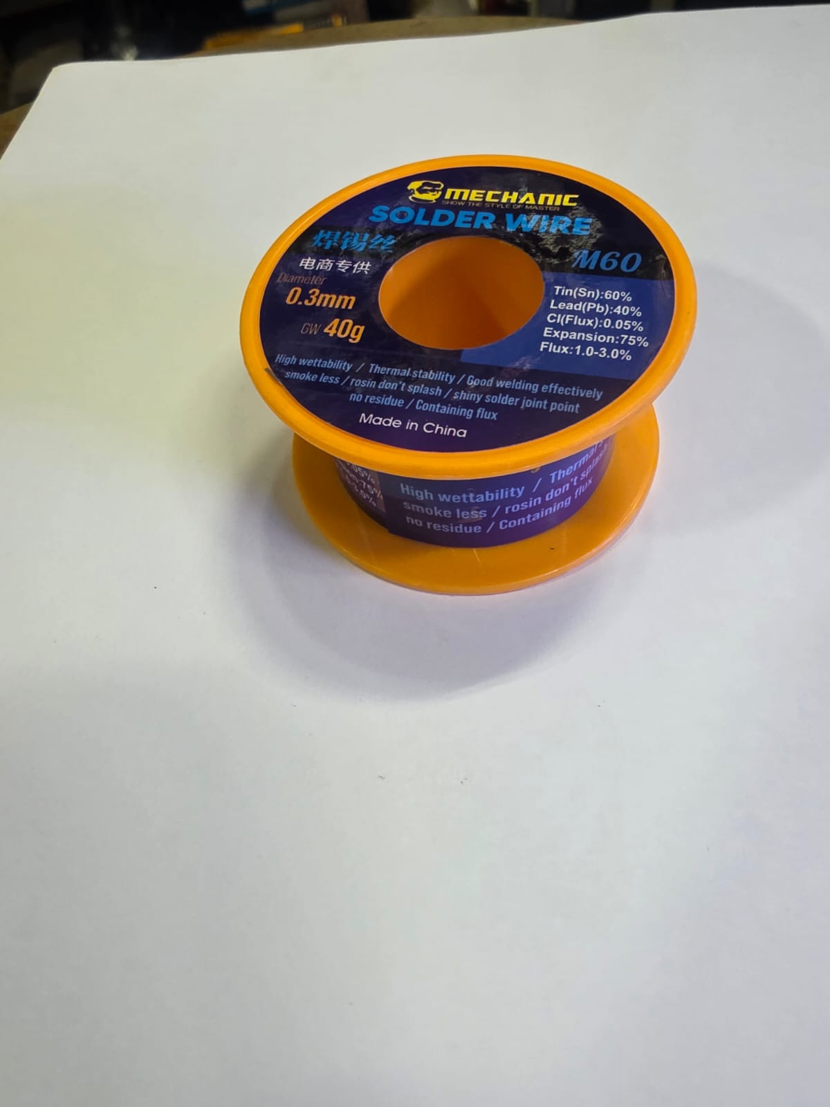 Rollo De Estaño 60/40 Mechanic 40gr 0.3mm