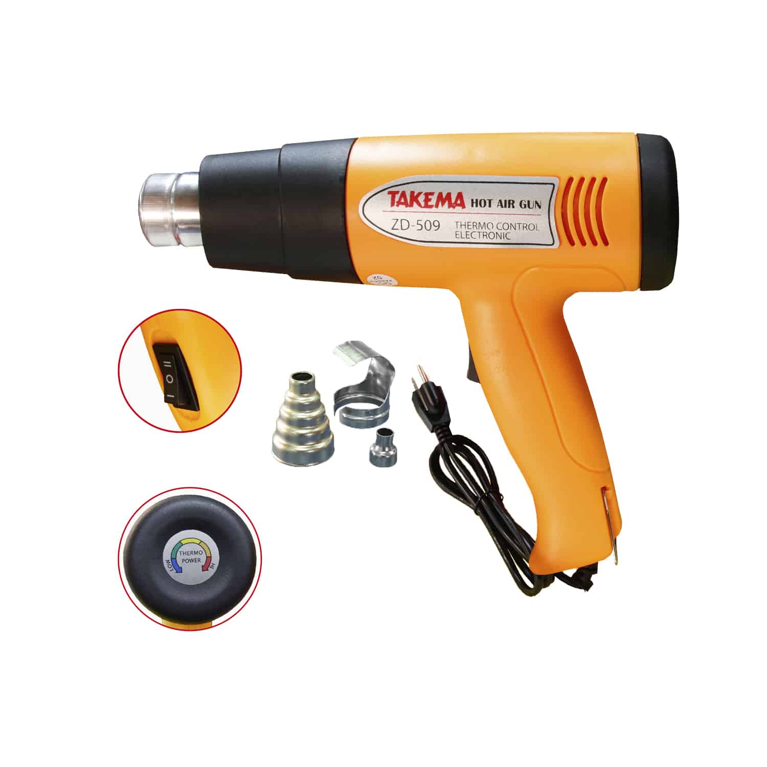 Pistola De Calor Con Regulador Takema De 1500w Zd-509