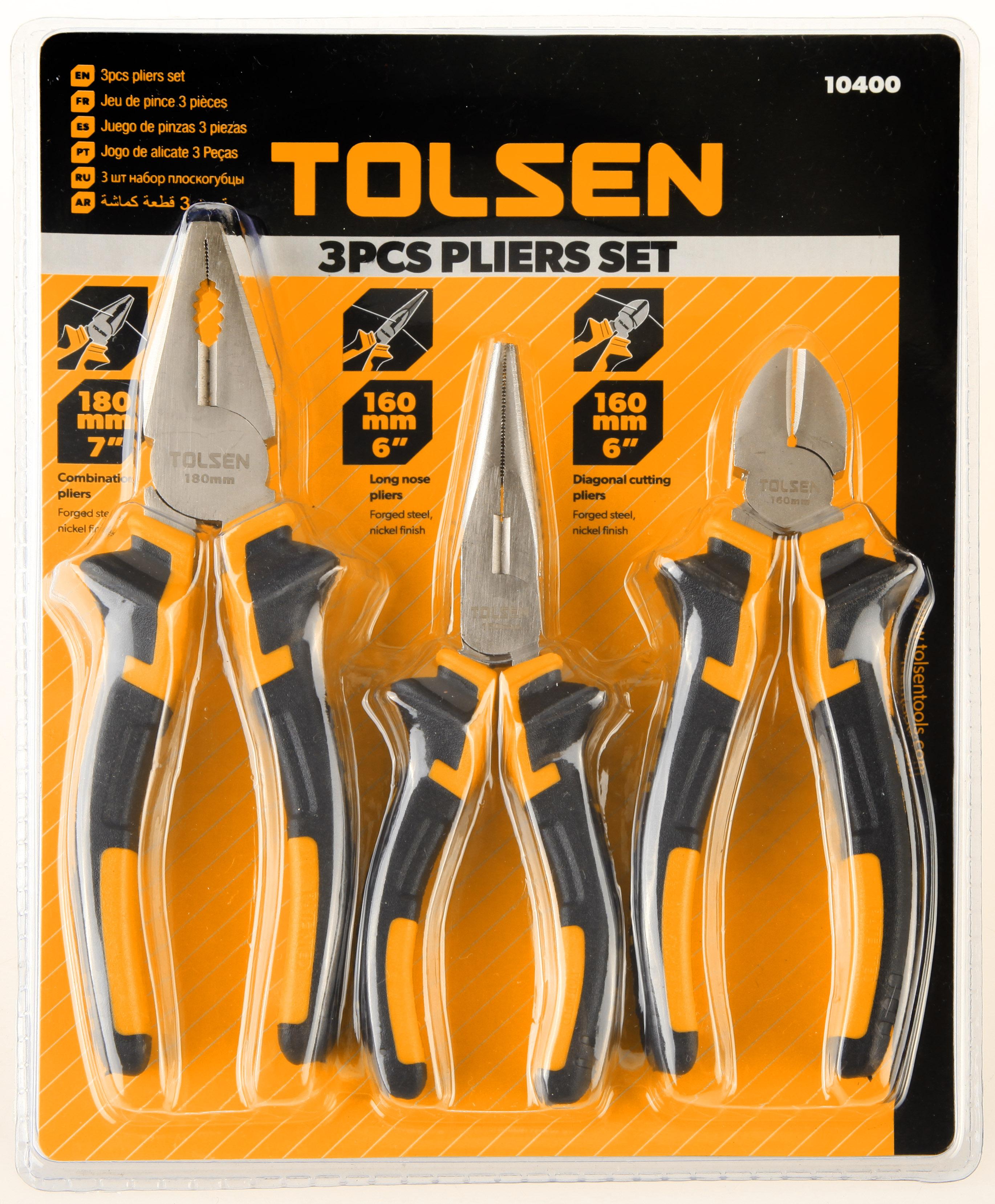Juego de 3 alicates para electricista Tolsen 10400