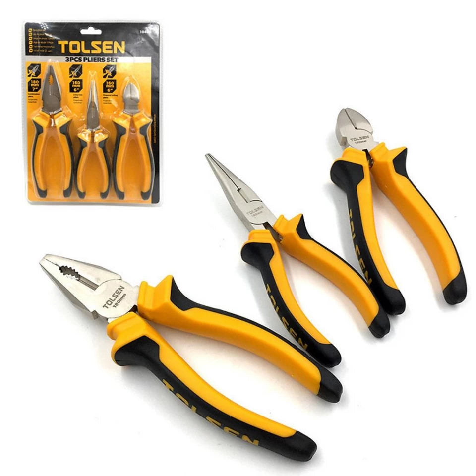 Juego de 3 alicates para electricista Tolsen 10400