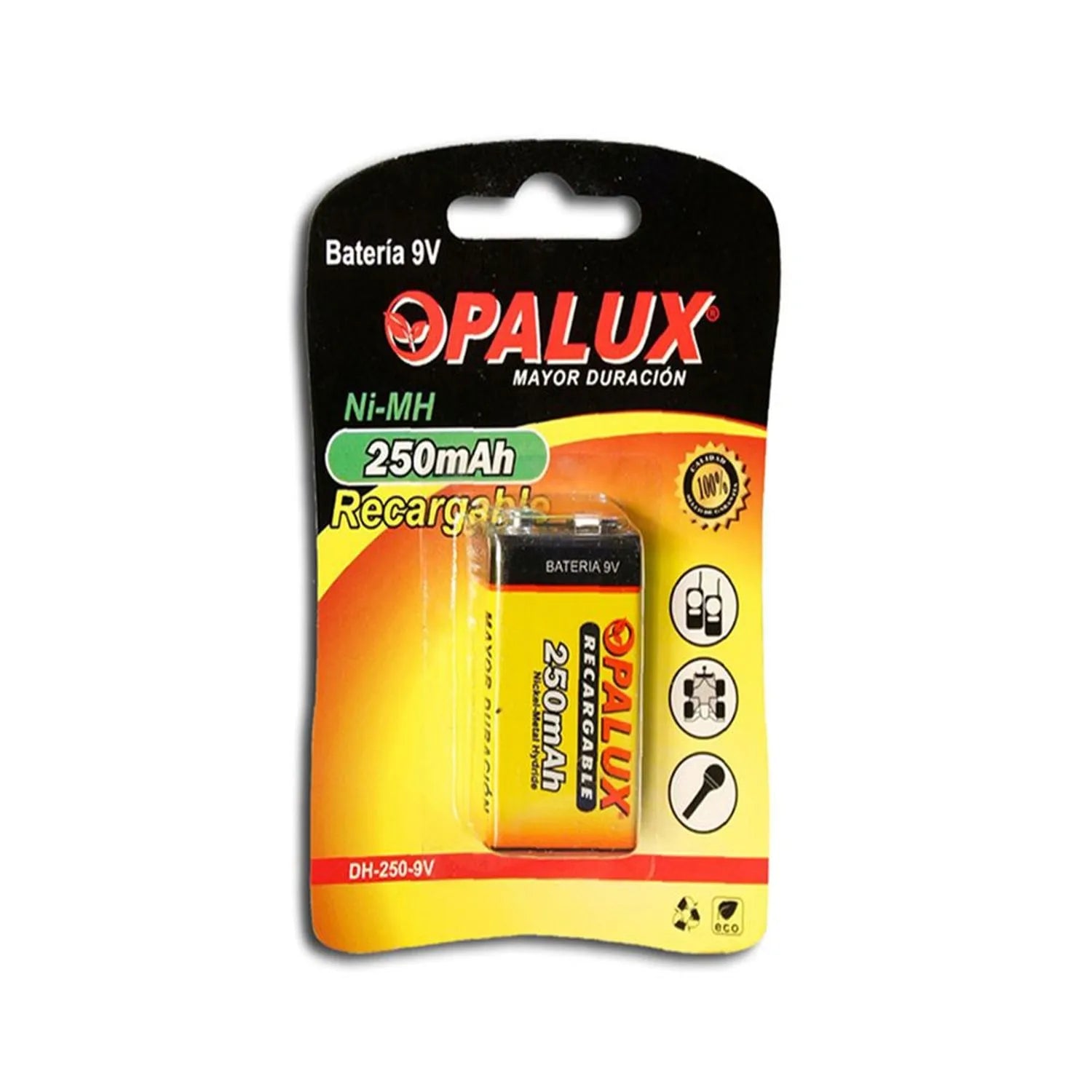 BATERIA RECARGABLE 9V 250mAh OPALUX DH-250-9V
