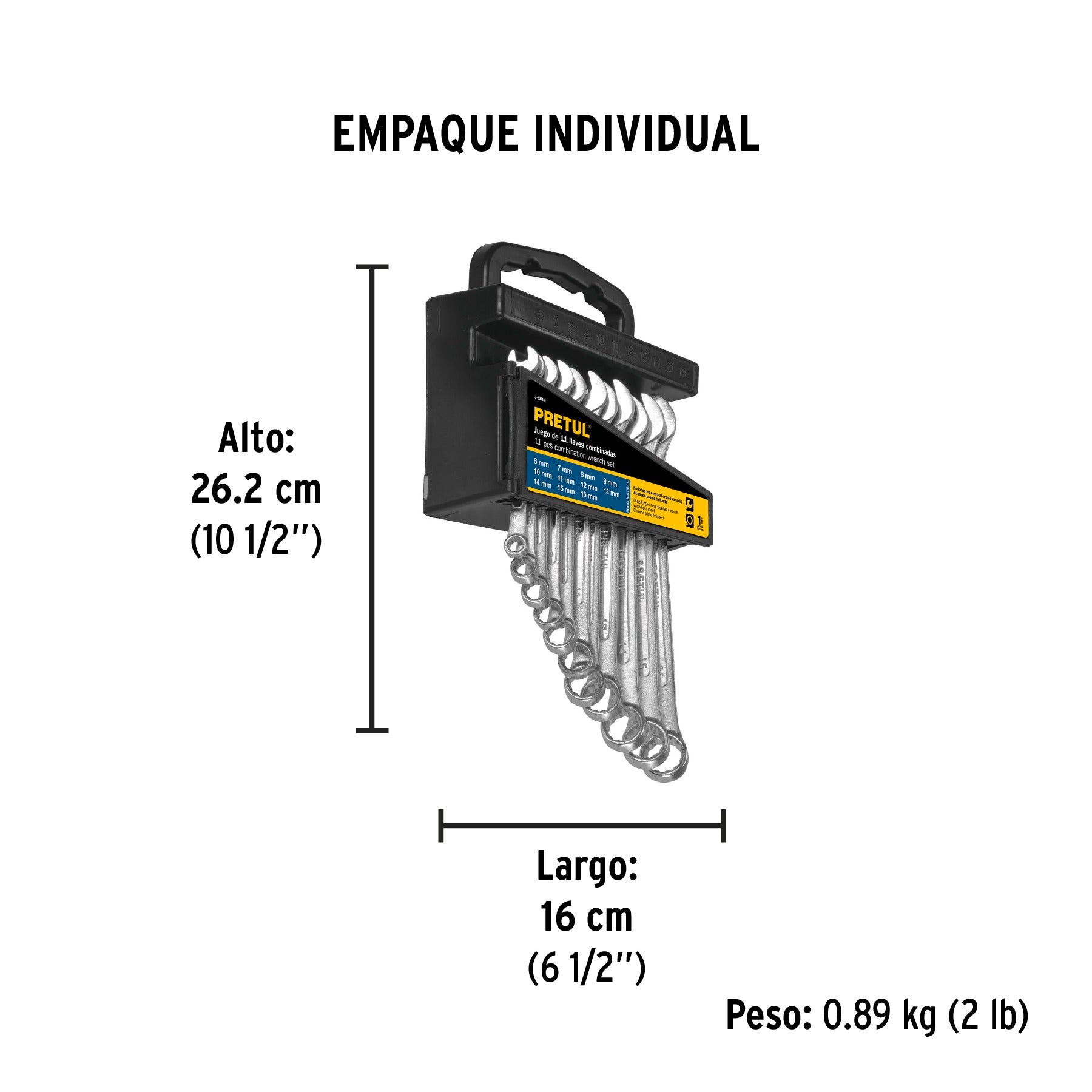 Juego de 11 llaves combinadas mm, PRETUL - 21991