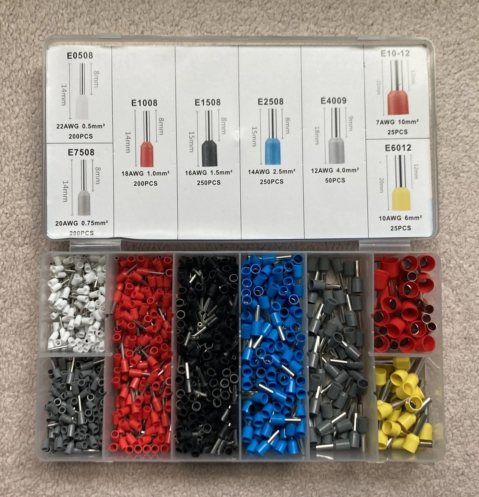 Kit de 1200 terminales de cable, conectores de terminales de cable EDI-T1200