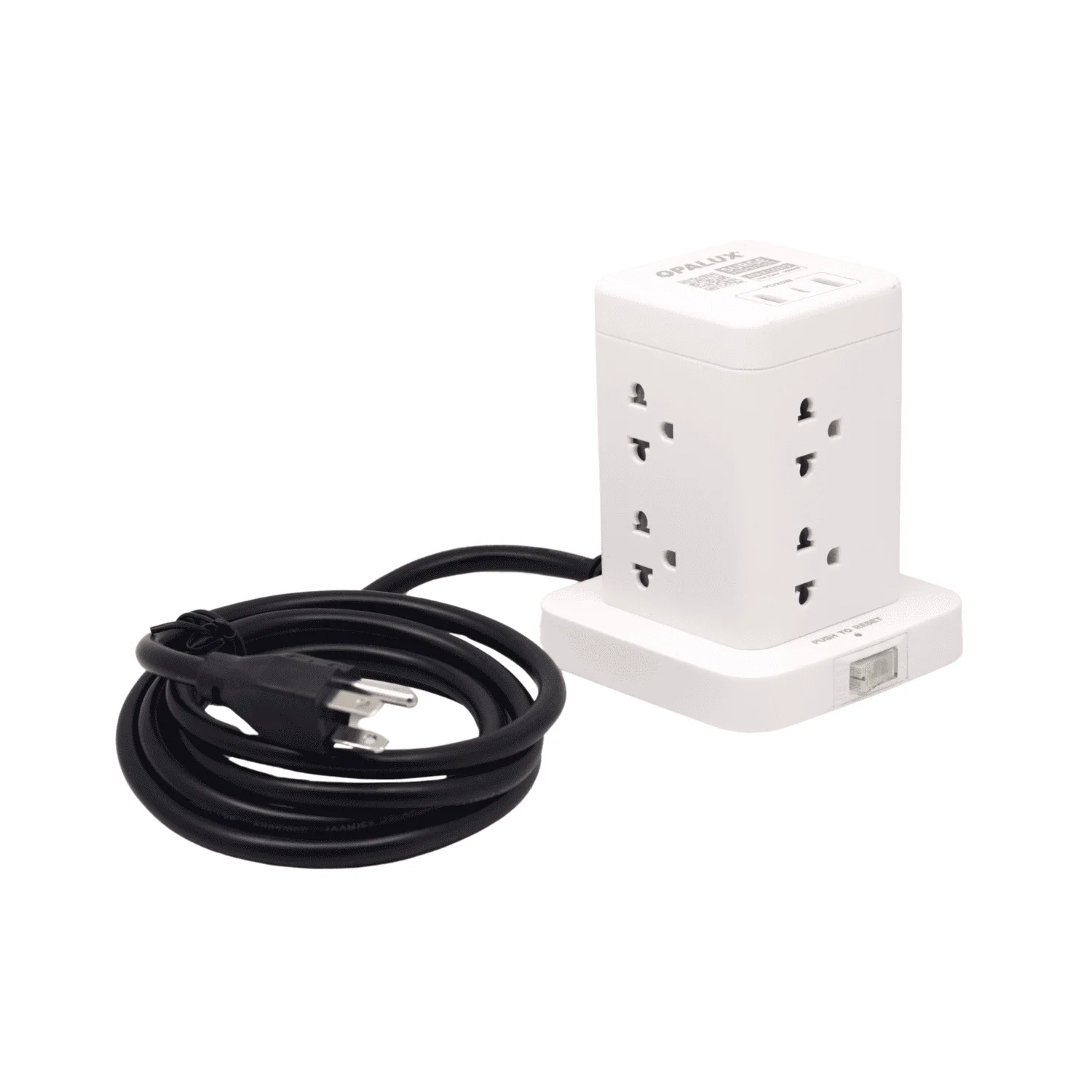 Adaptador tipo Torre de 8 tomas 2 Usb Tipo A + Tipo C Opalux OP-TW8